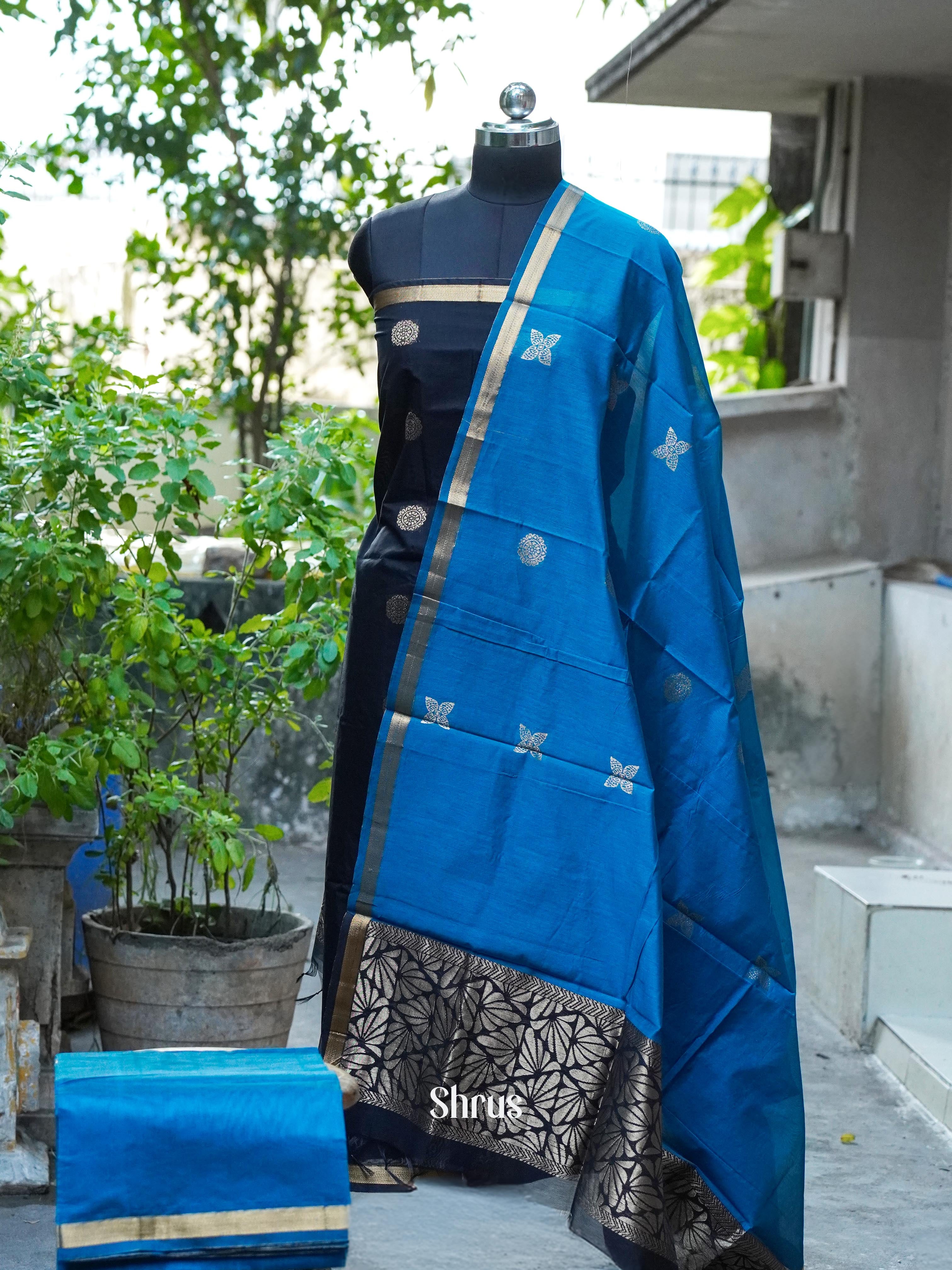 CHS10243 - Semi silkcotton salwar - Shop on ShrusEternity.com