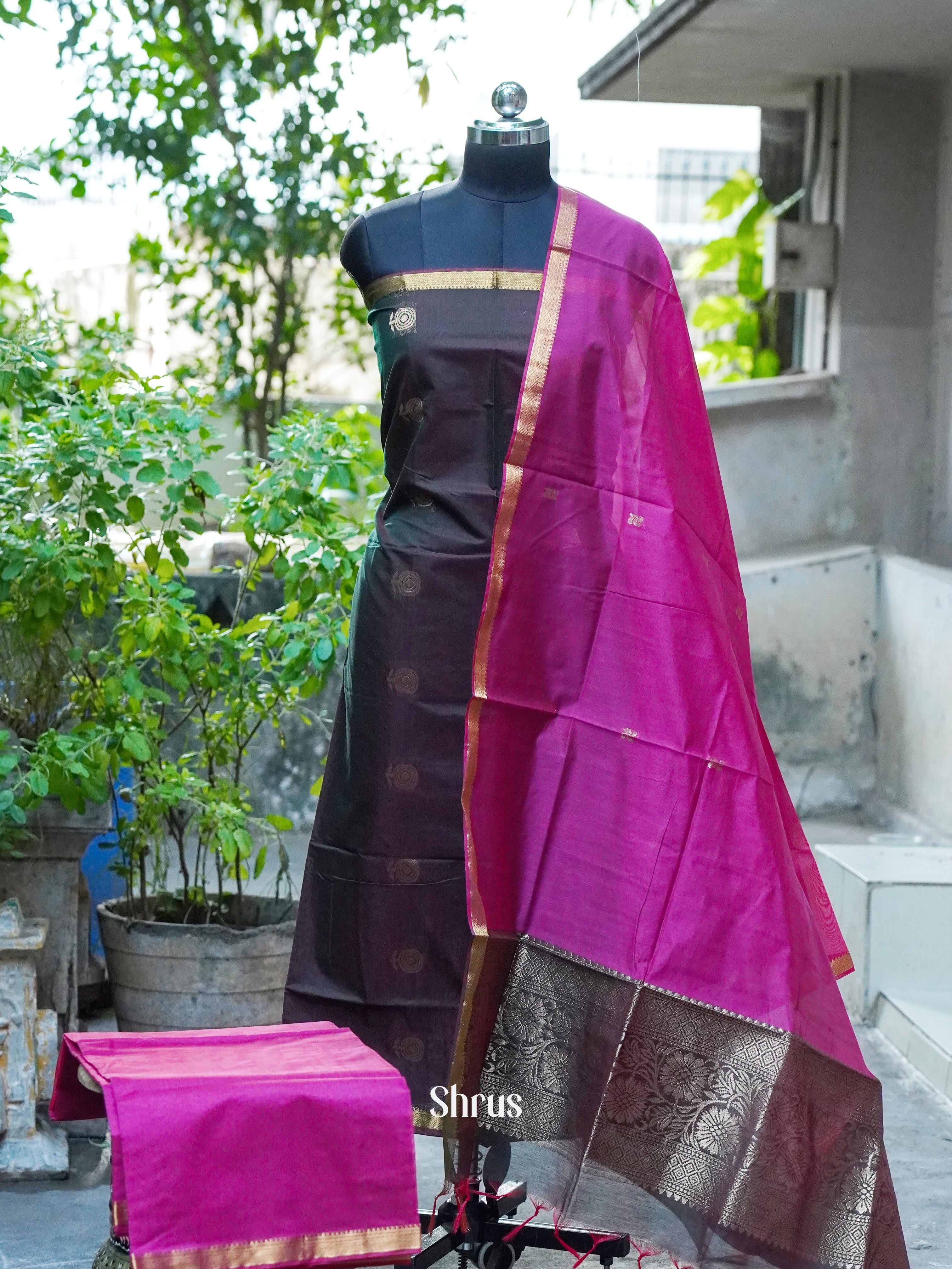 CHS10257 - Semi silkcotton salwar - Shop on ShrusEternity.com