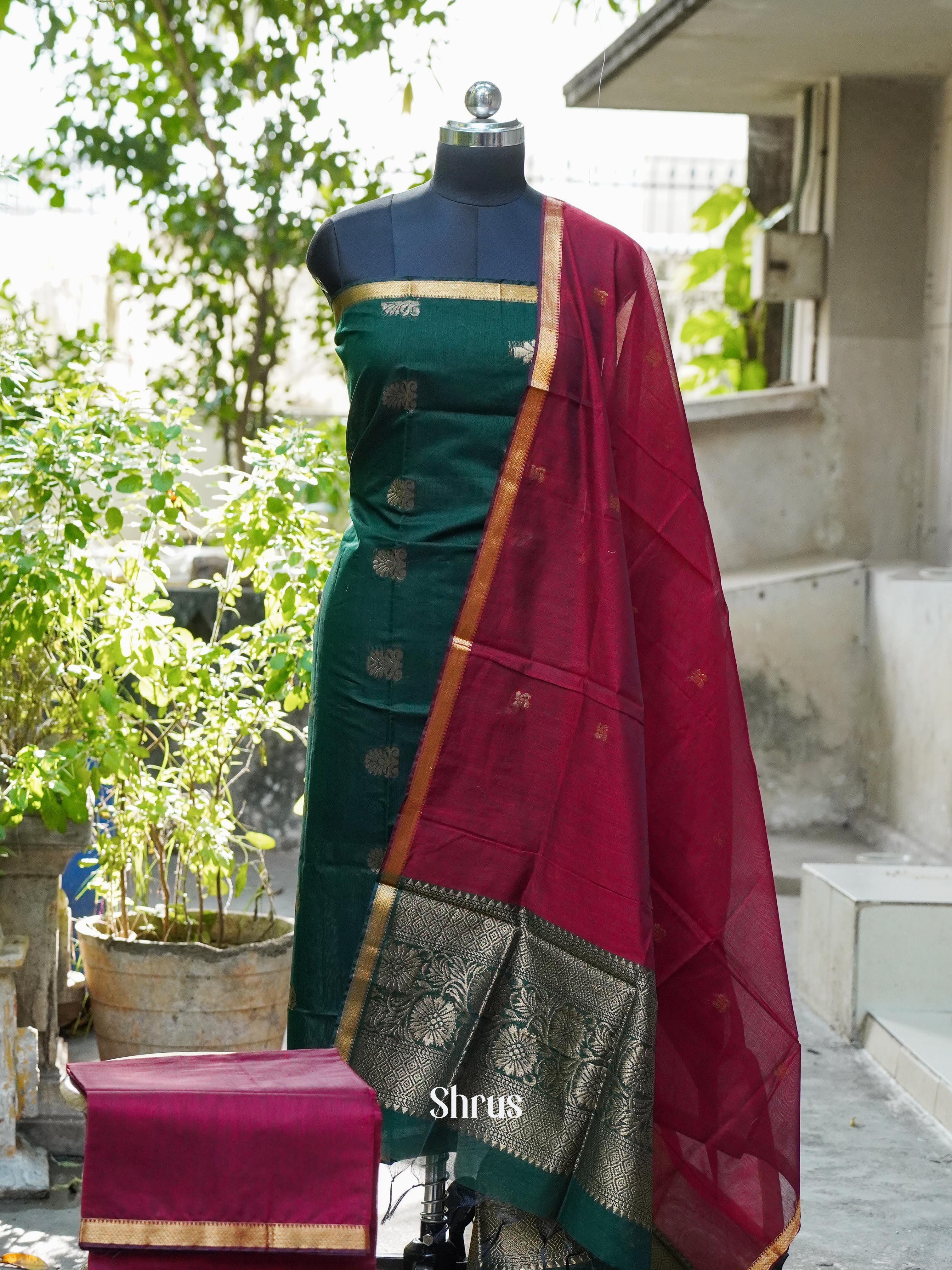 CHS10294 - Semi silkcotton salwar - Shop on ShrusEternity.com