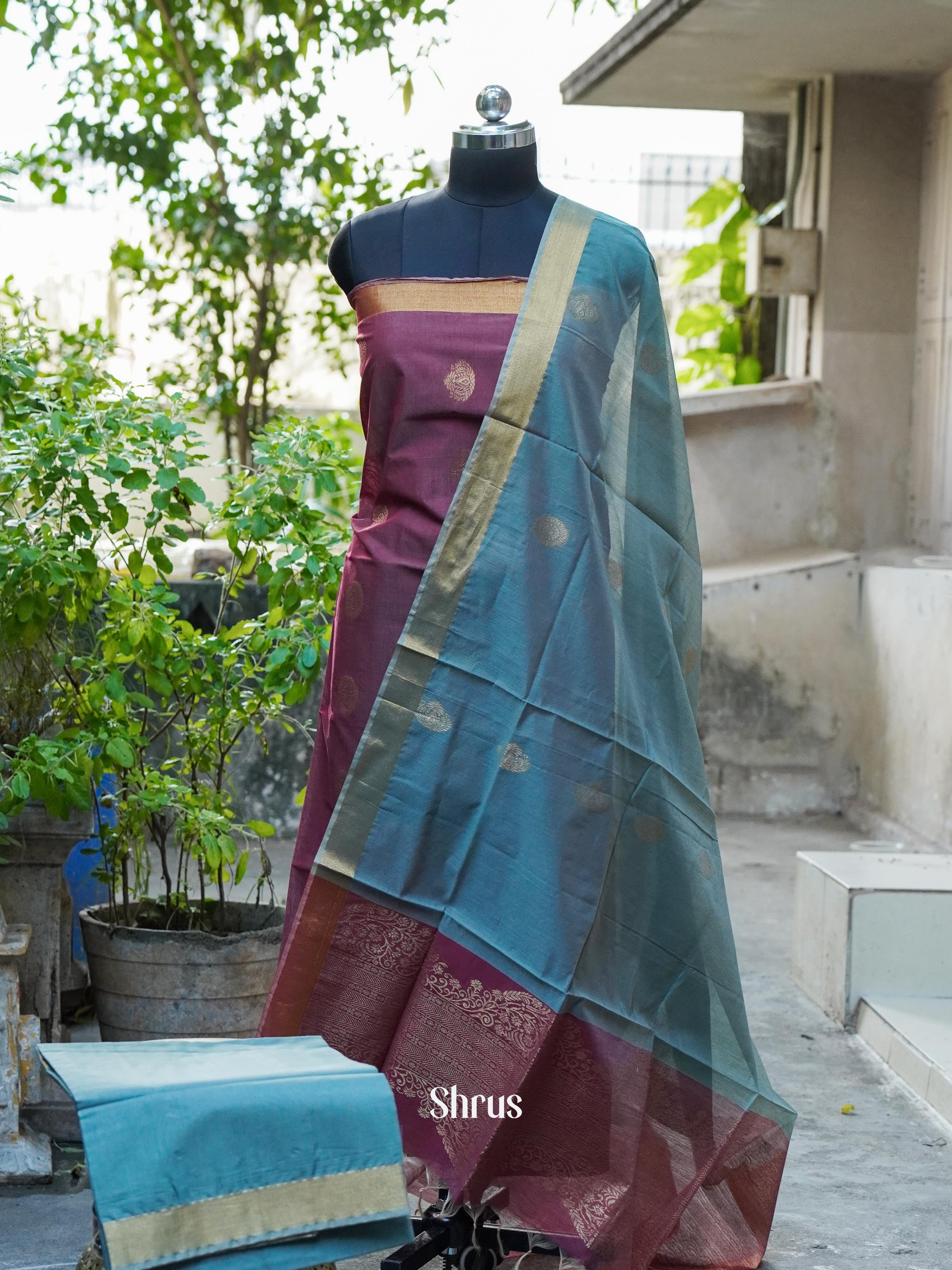 CHS10306 - Semi silkcotton salwar - Shop on ShrusEternity.com
