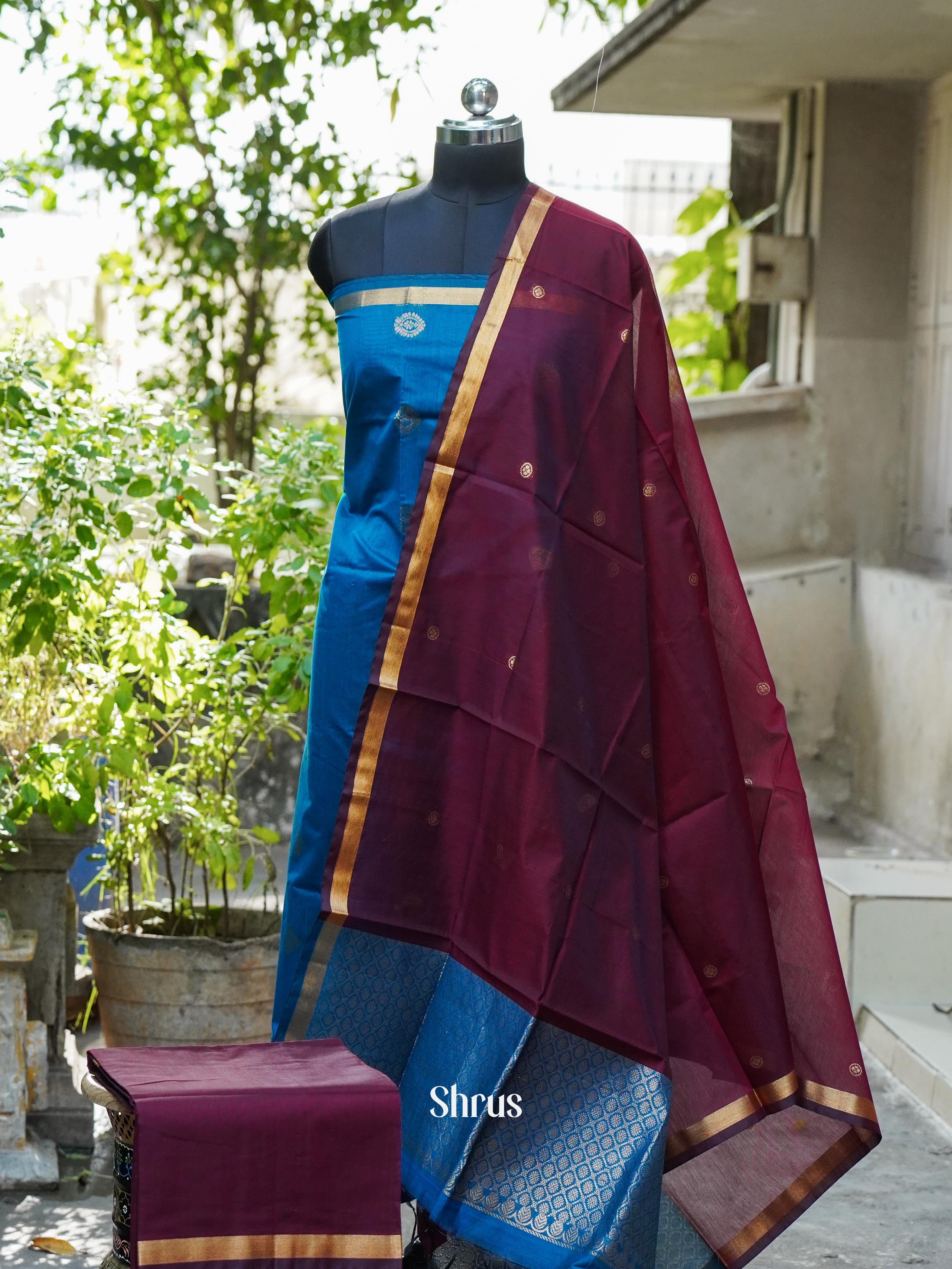 CHS10311 - Semi silkcotton salwar - Shop on ShrusEternity.com
