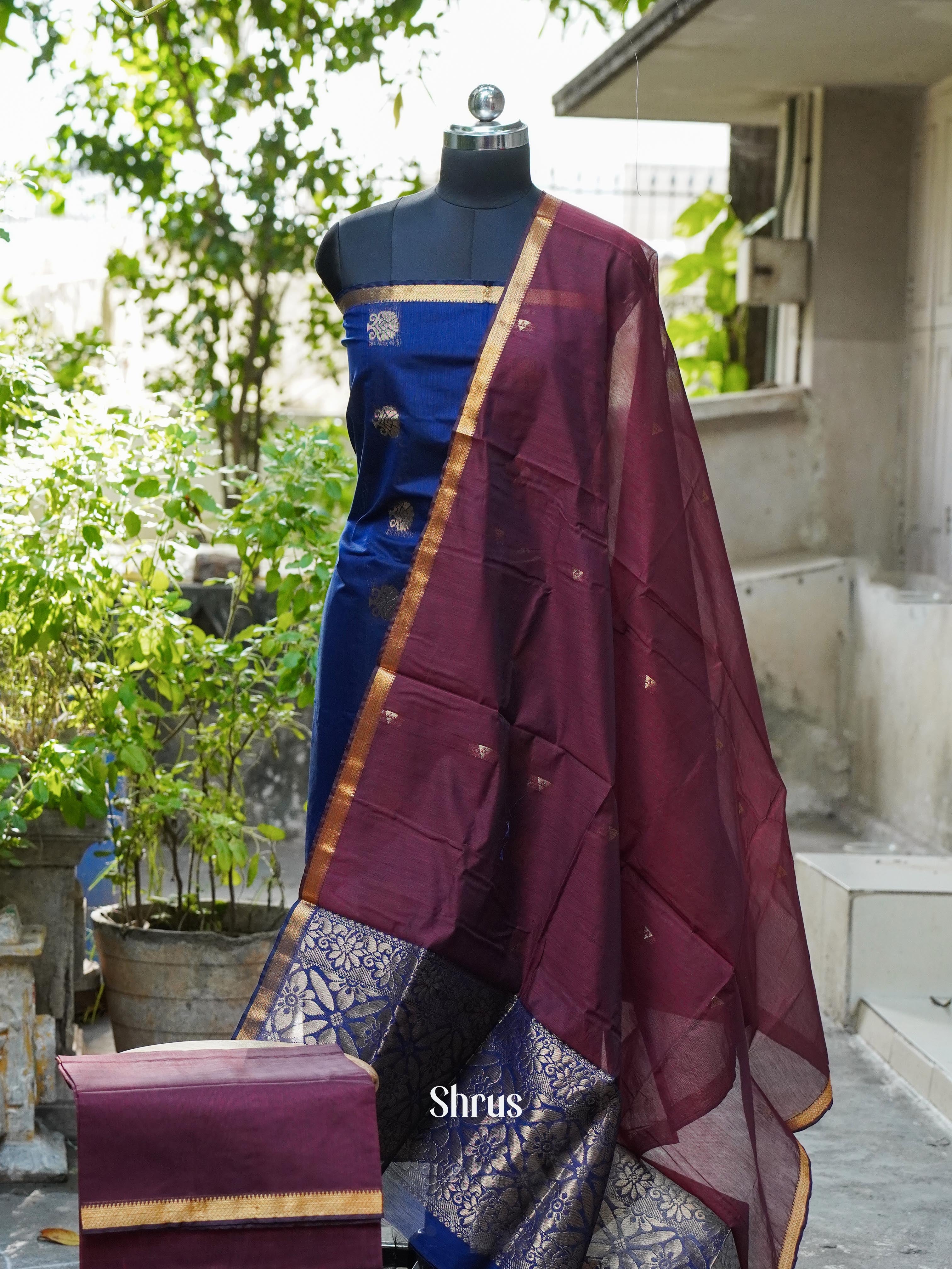 CHS10319 - Semi silkcotton salwar - Shop on ShrusEternity.com
