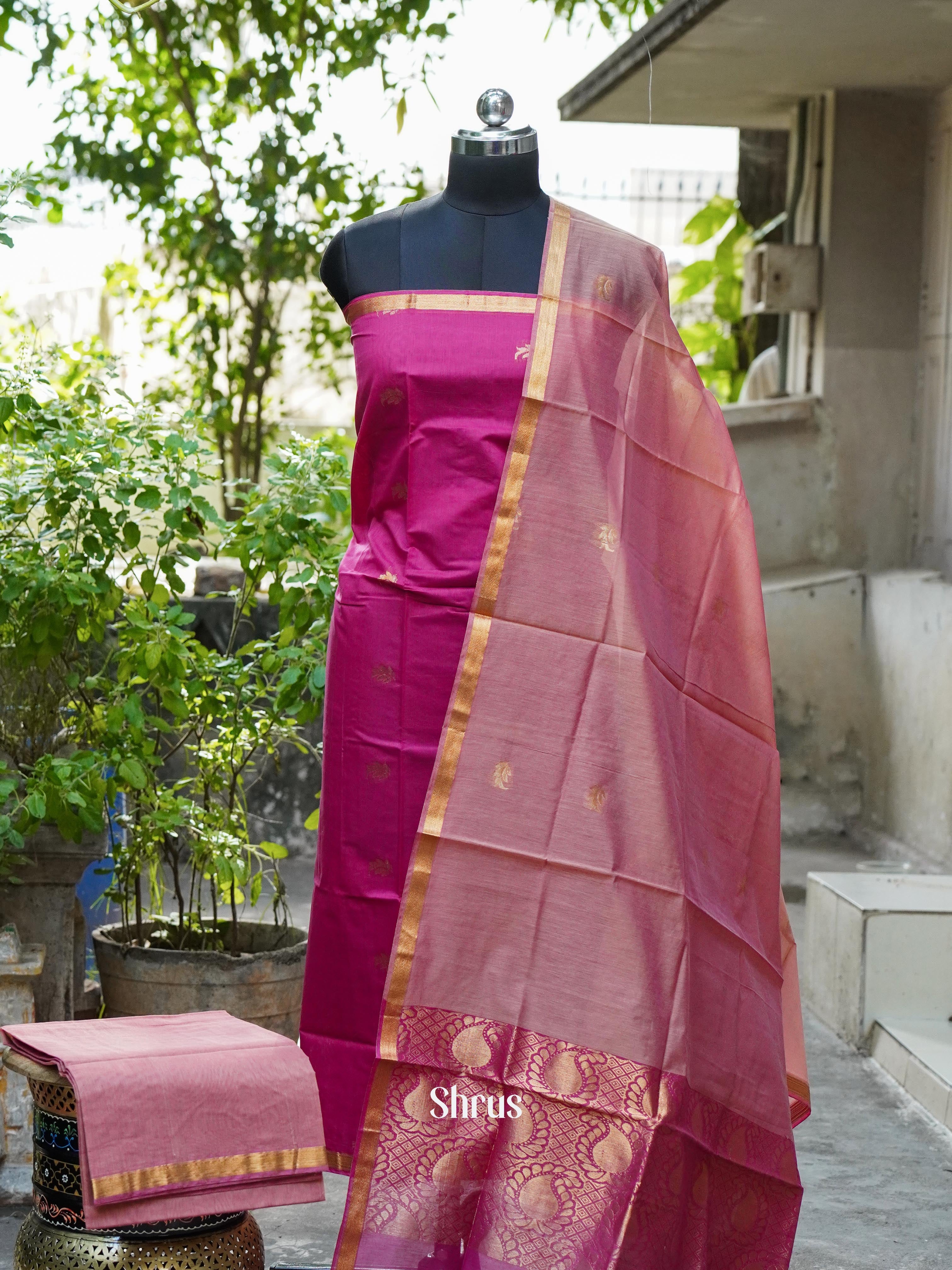 Pink & Dusty Pink - Semi silkcotton salwar - Shop on ShrusEternity.com