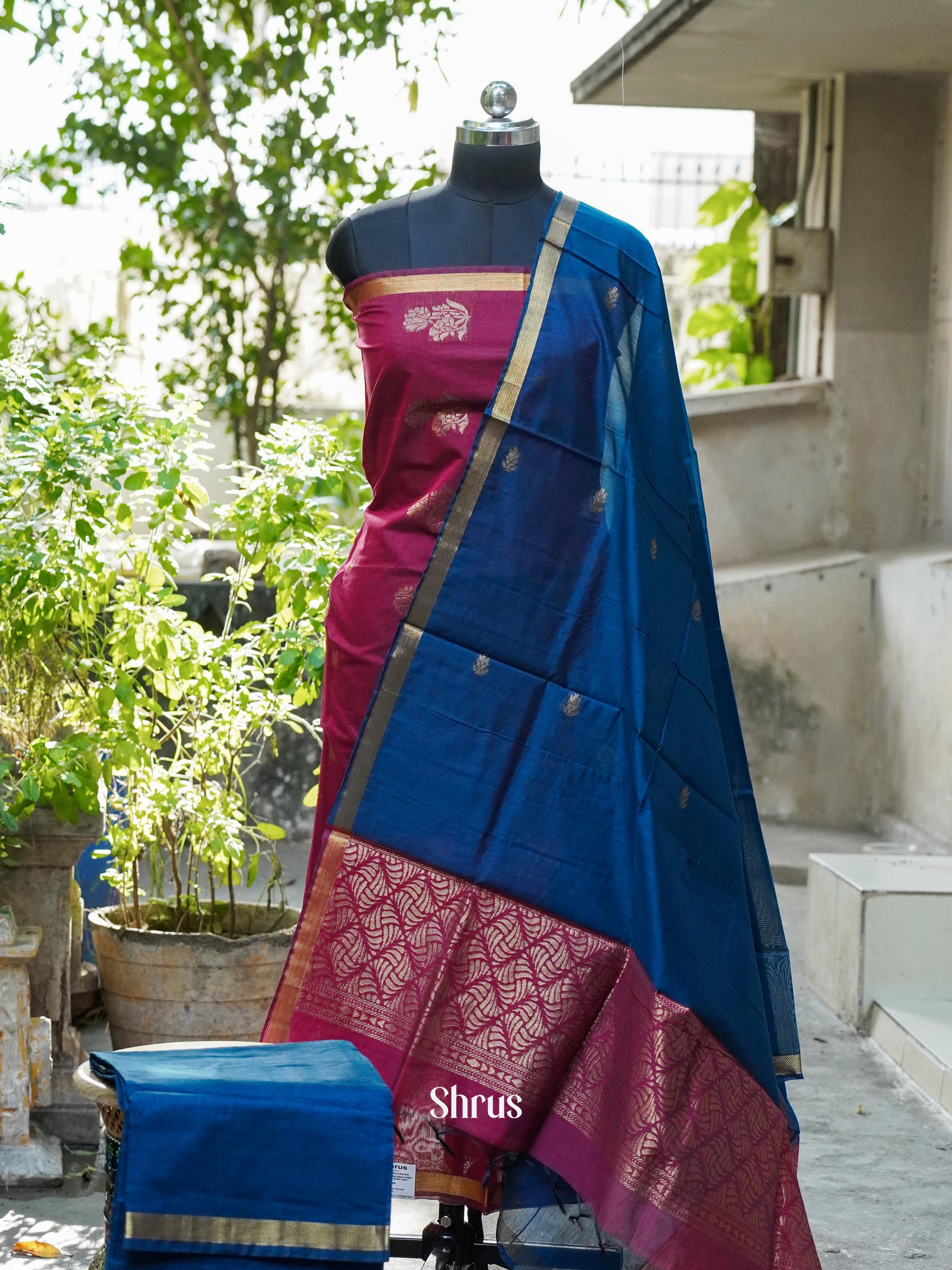 CHS10339 - Semi silkcotton salwar - Shop on ShrusEternity.com