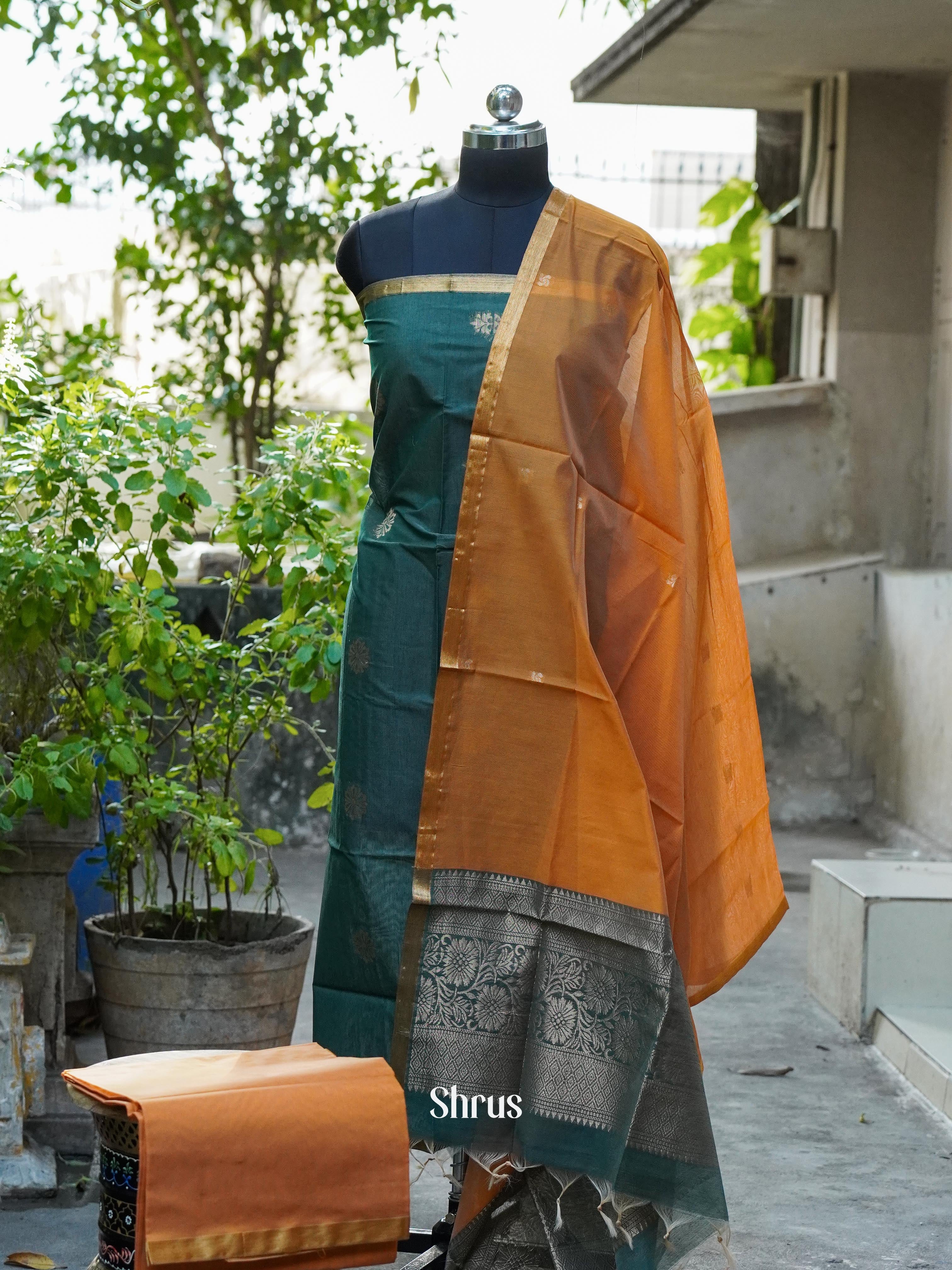 CHS10377 - Semi silkcotton salwar - Shop on ShrusEternity.com