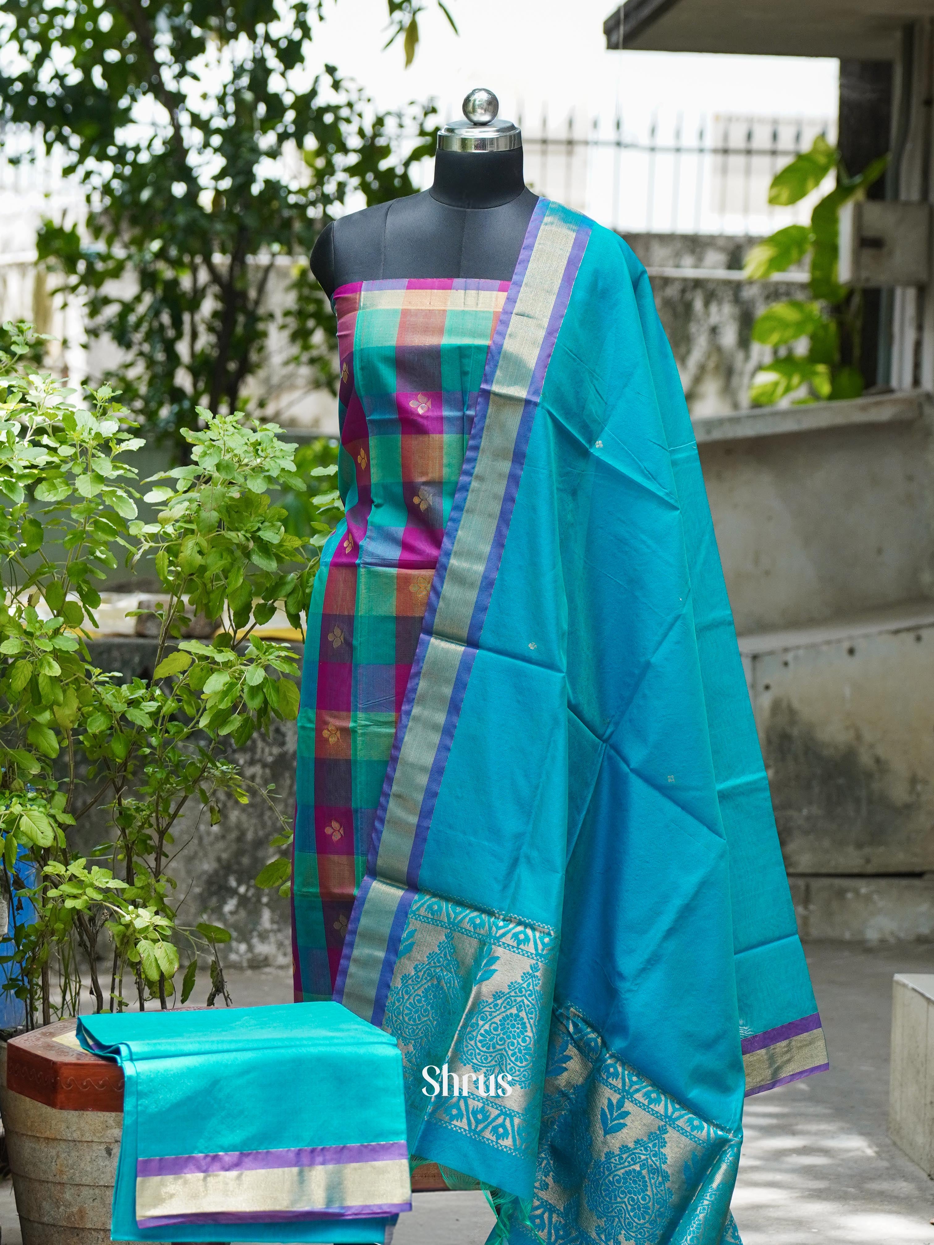 CHS10413 - Semi silkcotton salwar - Shop on ShrusEternity.com