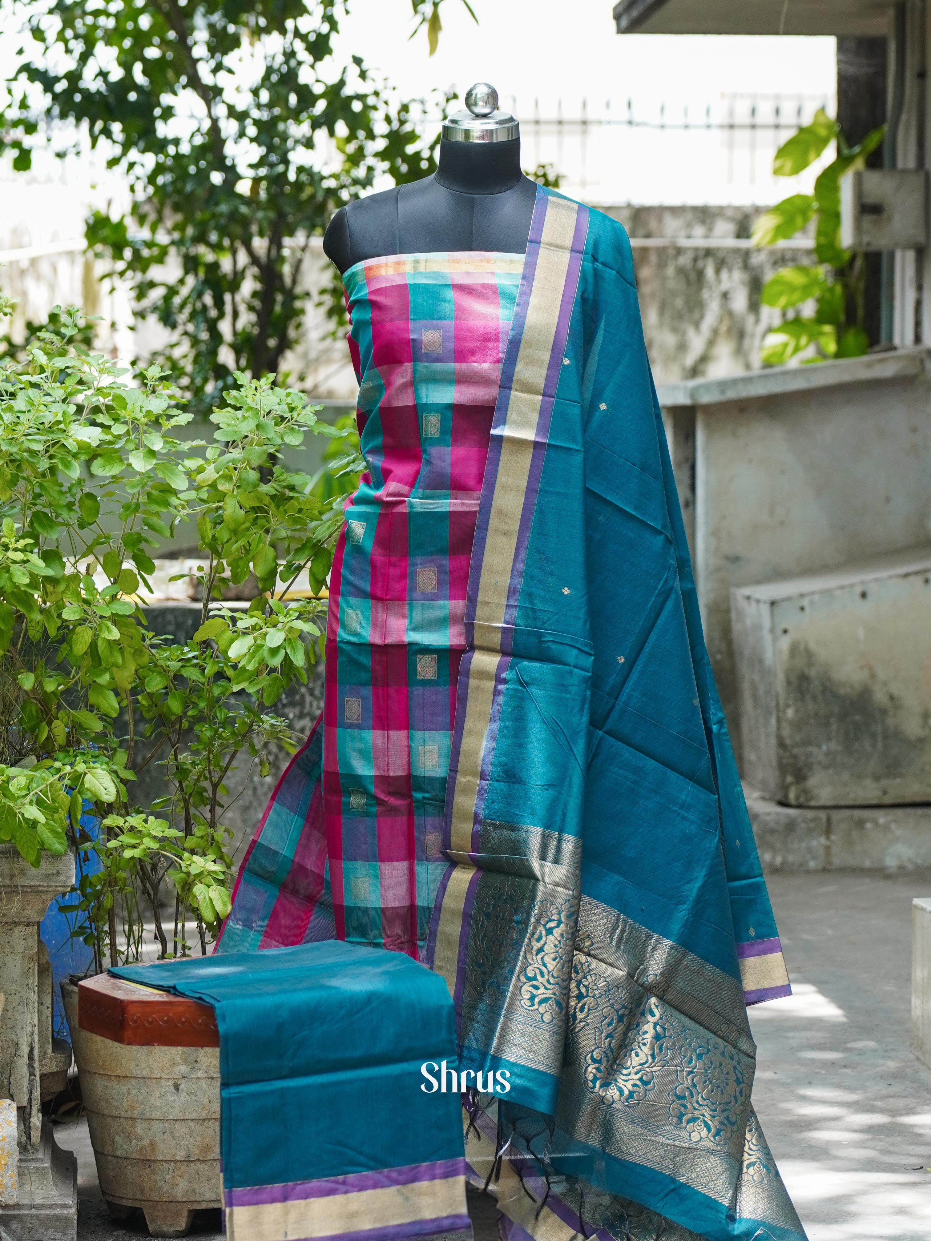 CHS10414 - Semi silkcotton salwar - Shop on ShrusEternity.com