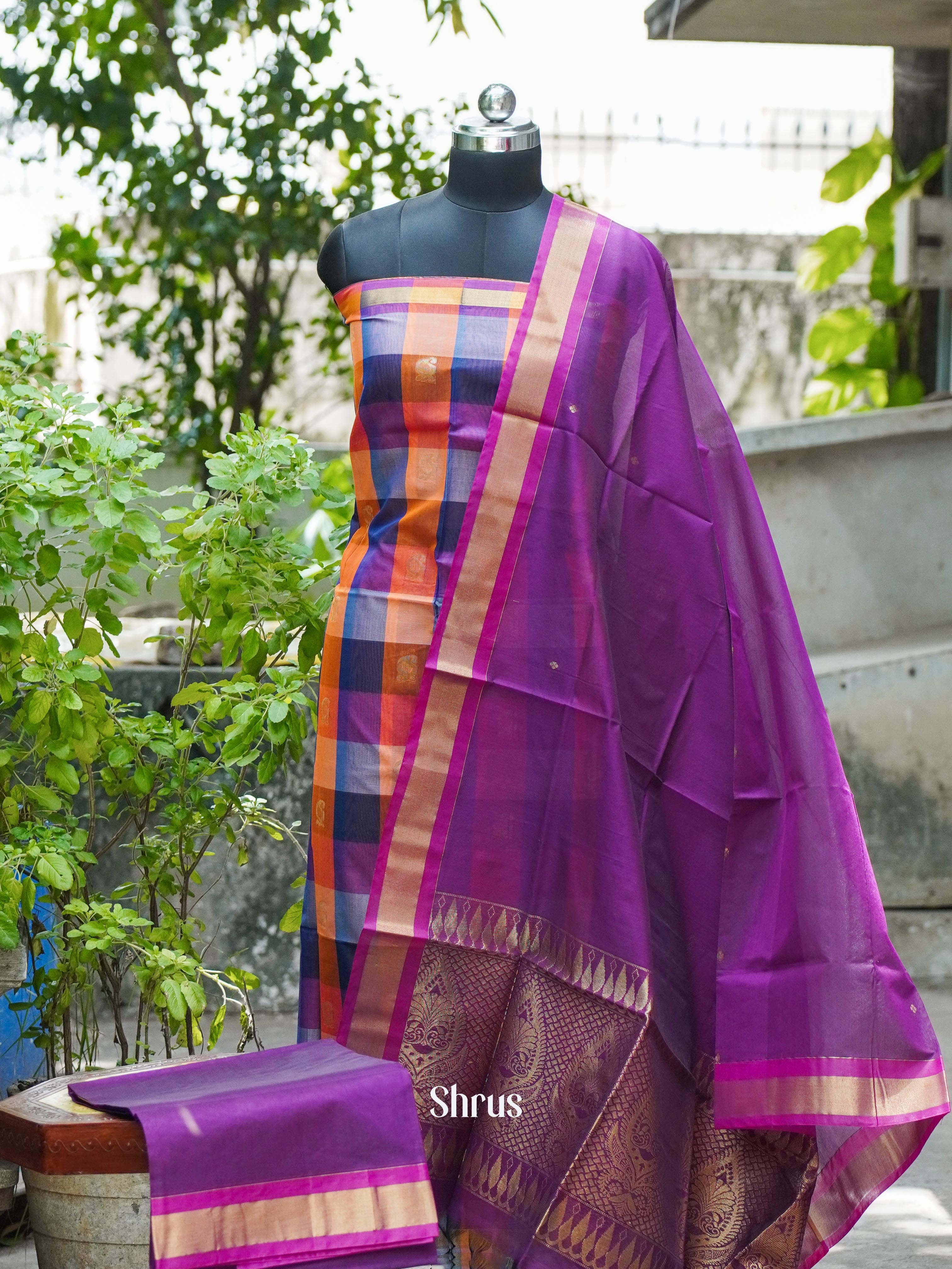 CHS10425 - Semi silkcotton salwar - Shop on ShrusEternity.com