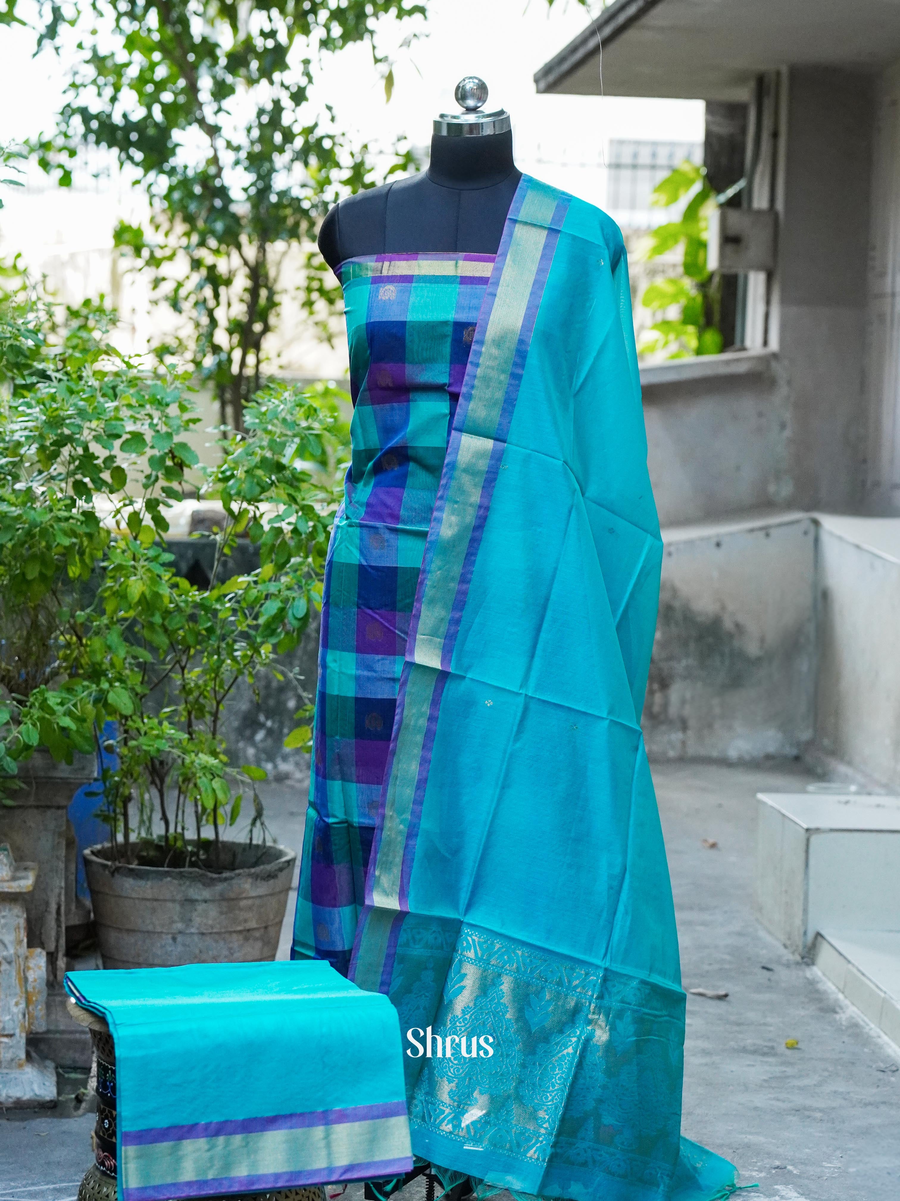 CHS10444 - Semi silkcotton salwar - Shop on ShrusEternity.com