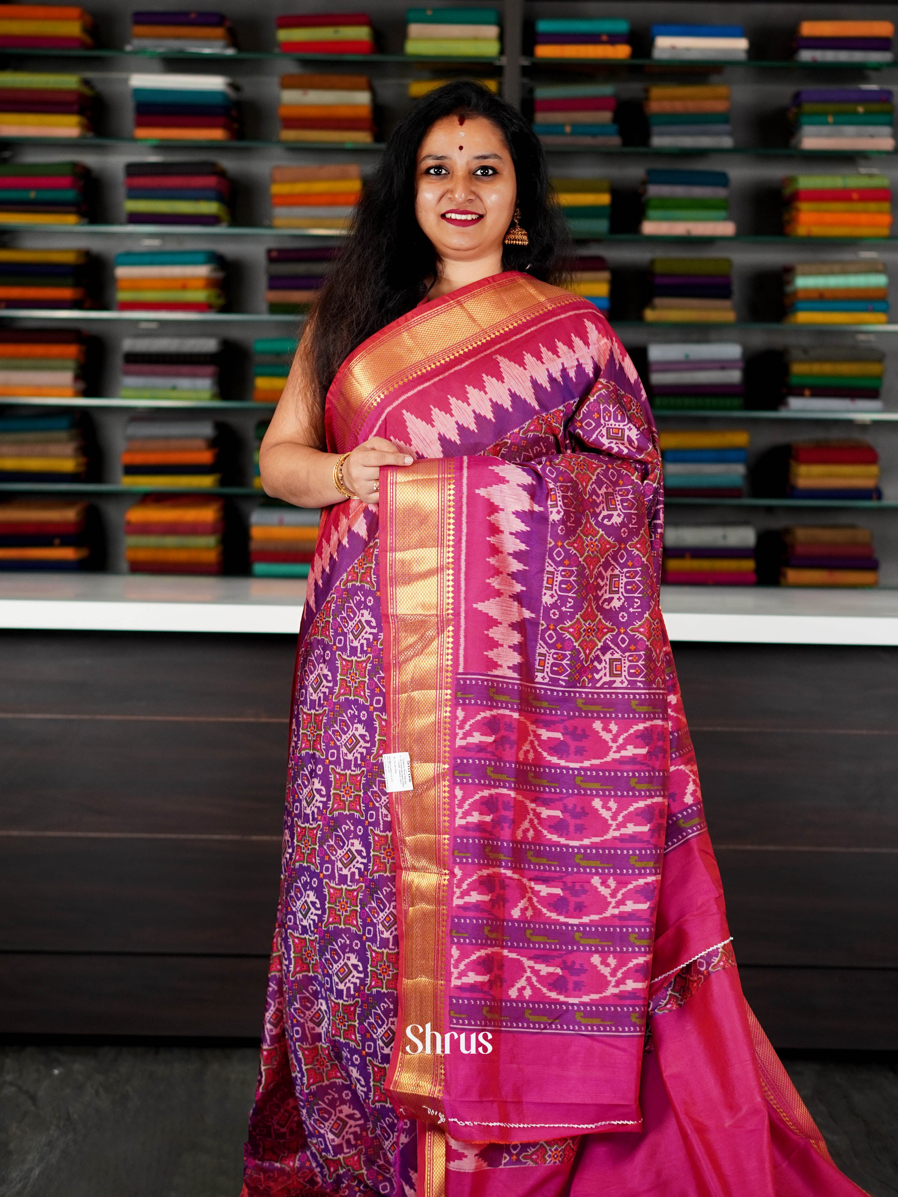 Purple & Pink - Semi Patola Saree - Shop on ShrusEternity.com