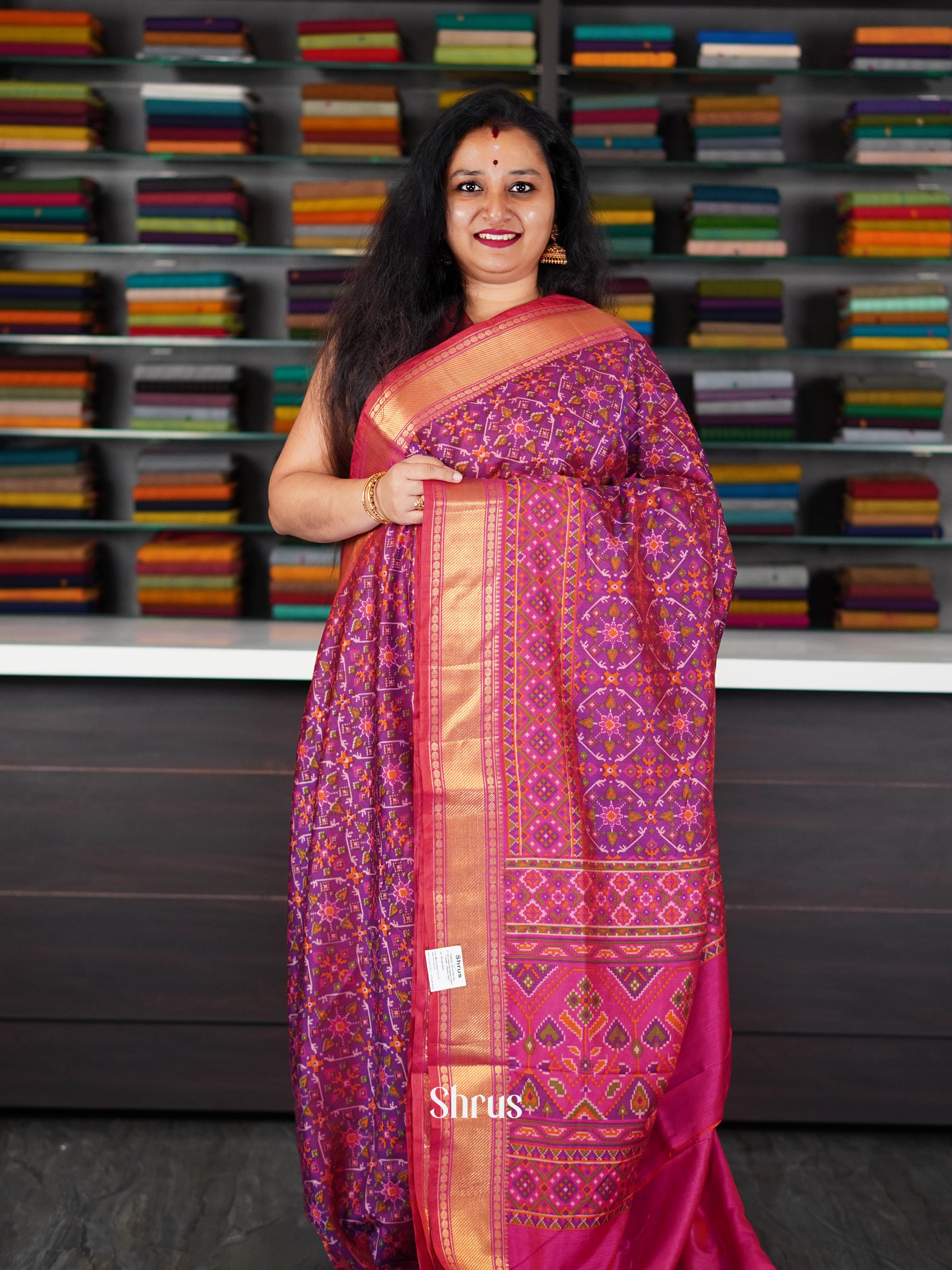 Purple & Pink - Semi Patola Saree - Shop on ShrusEternity.com