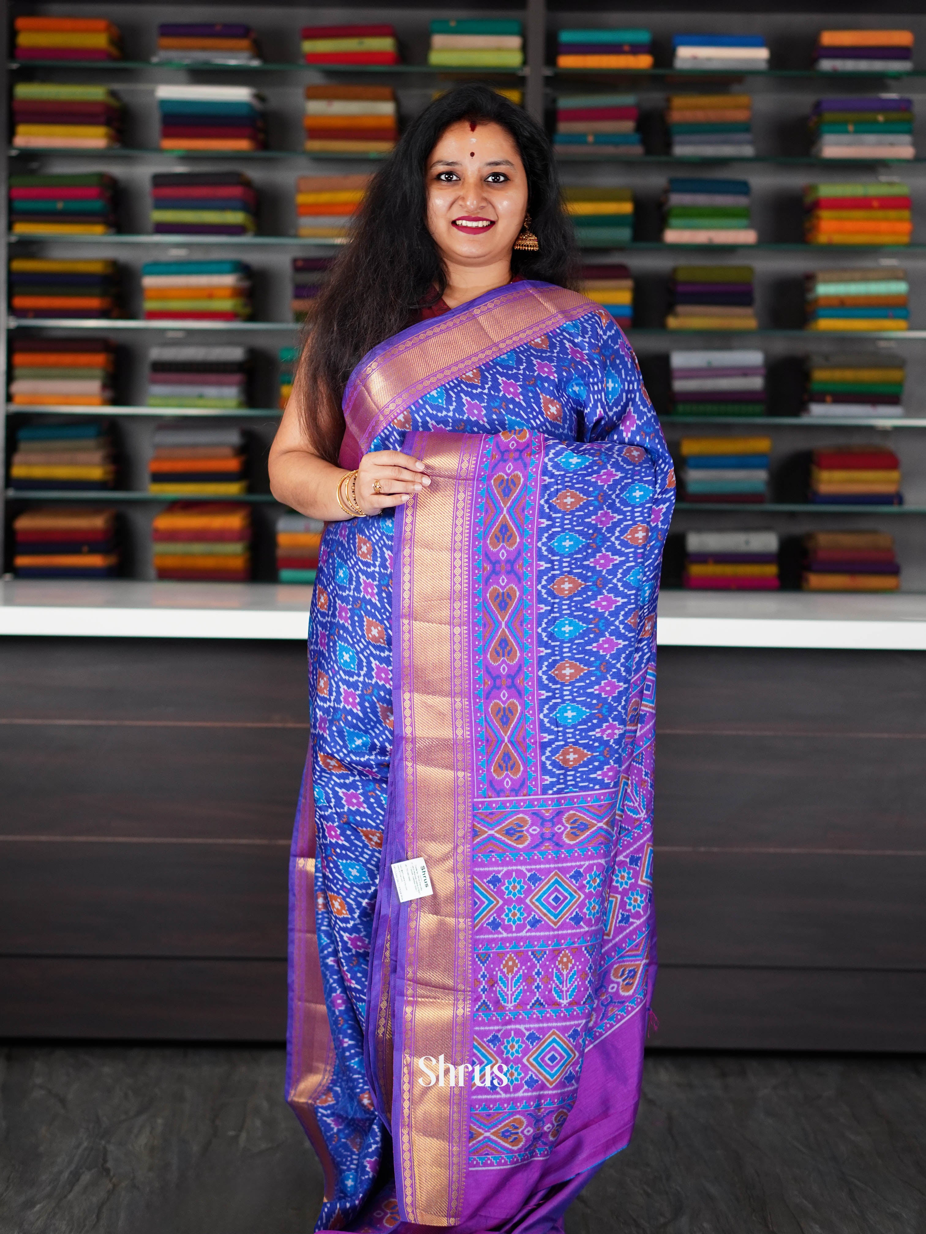 Blue & Purple - Semi Patola Saree - Shop on ShrusEternity.com