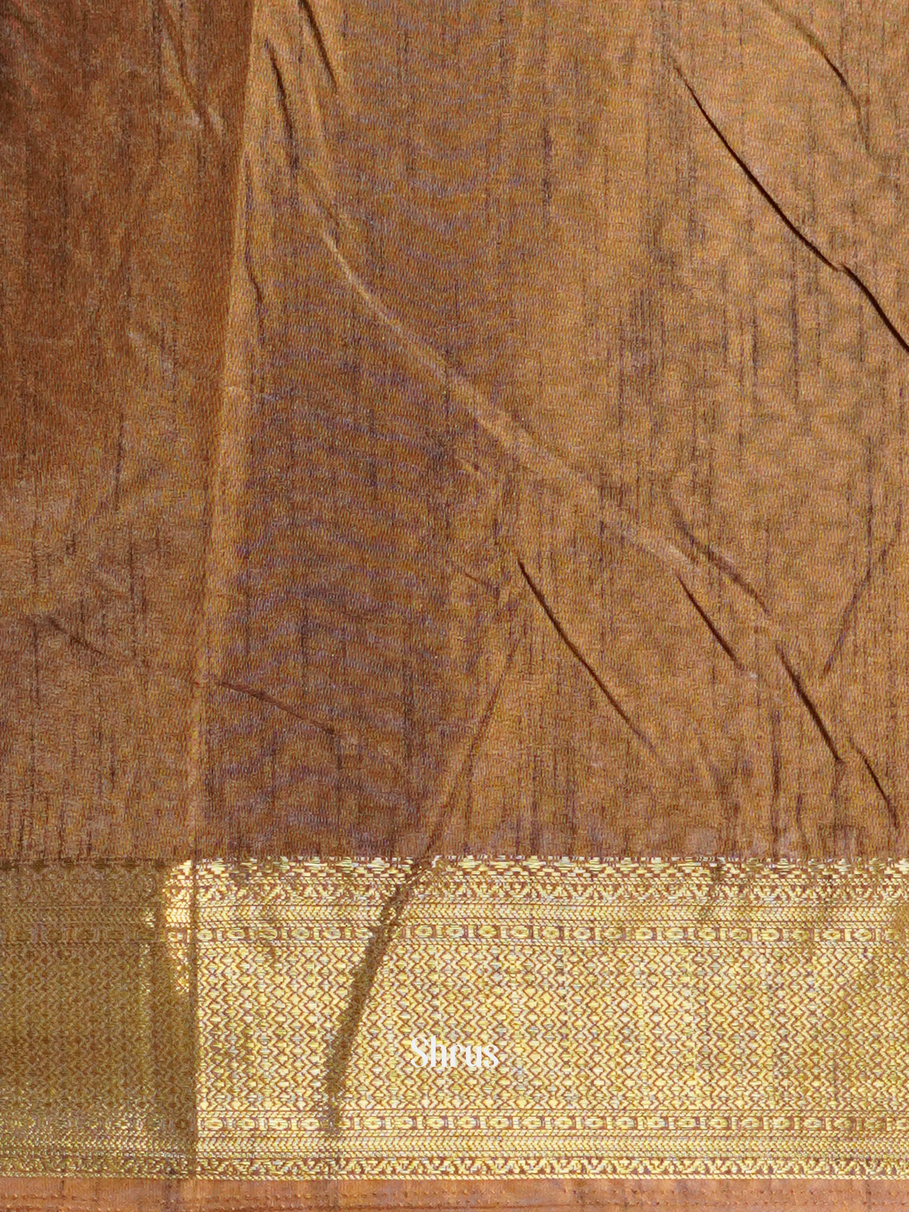 Golden Orange & Brown - Semi Patola Saree - Shop on ShrusEternity.com