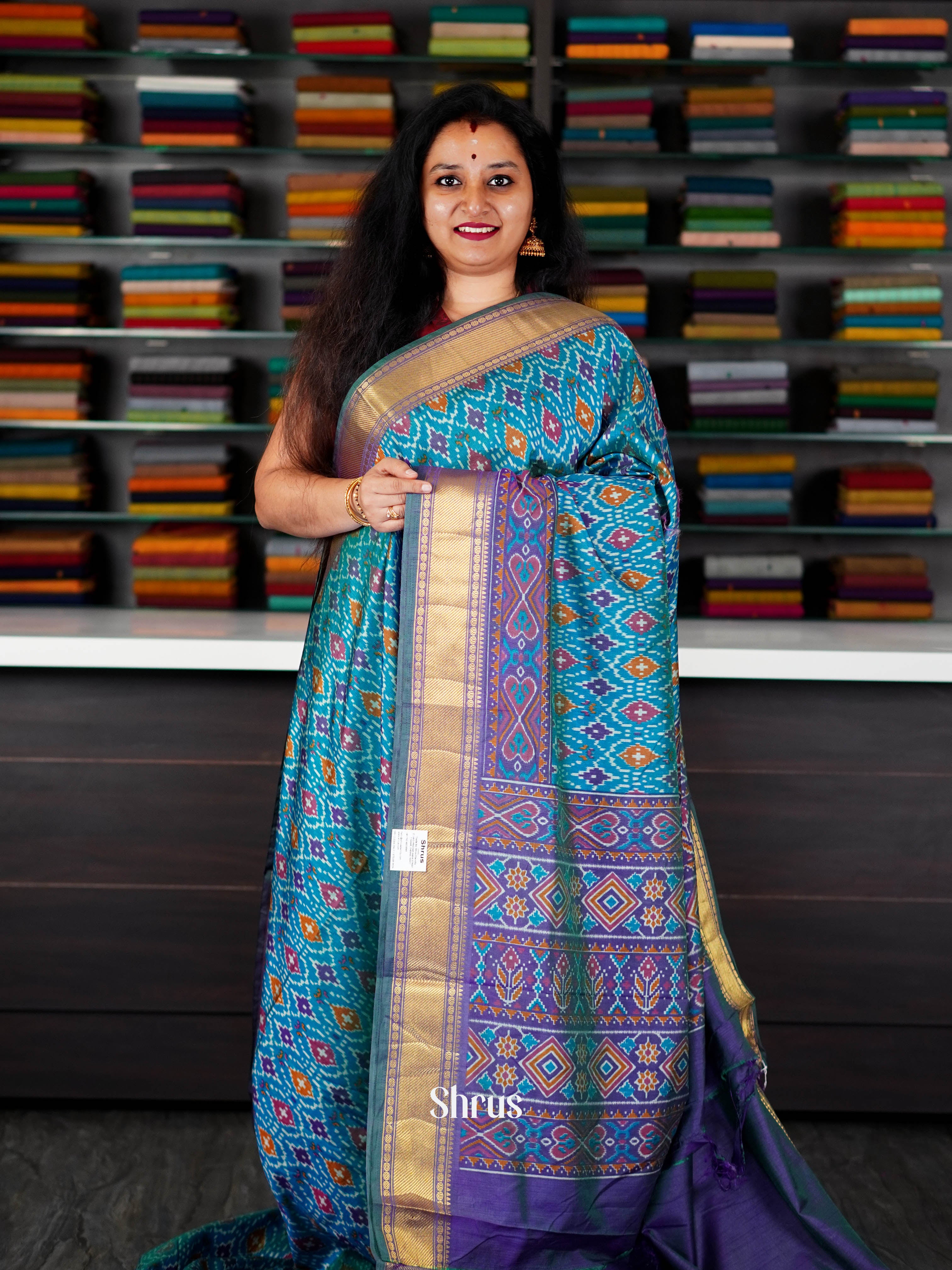 Blue & Purple - Semi Patola Saree - Shop on ShrusEternity.com