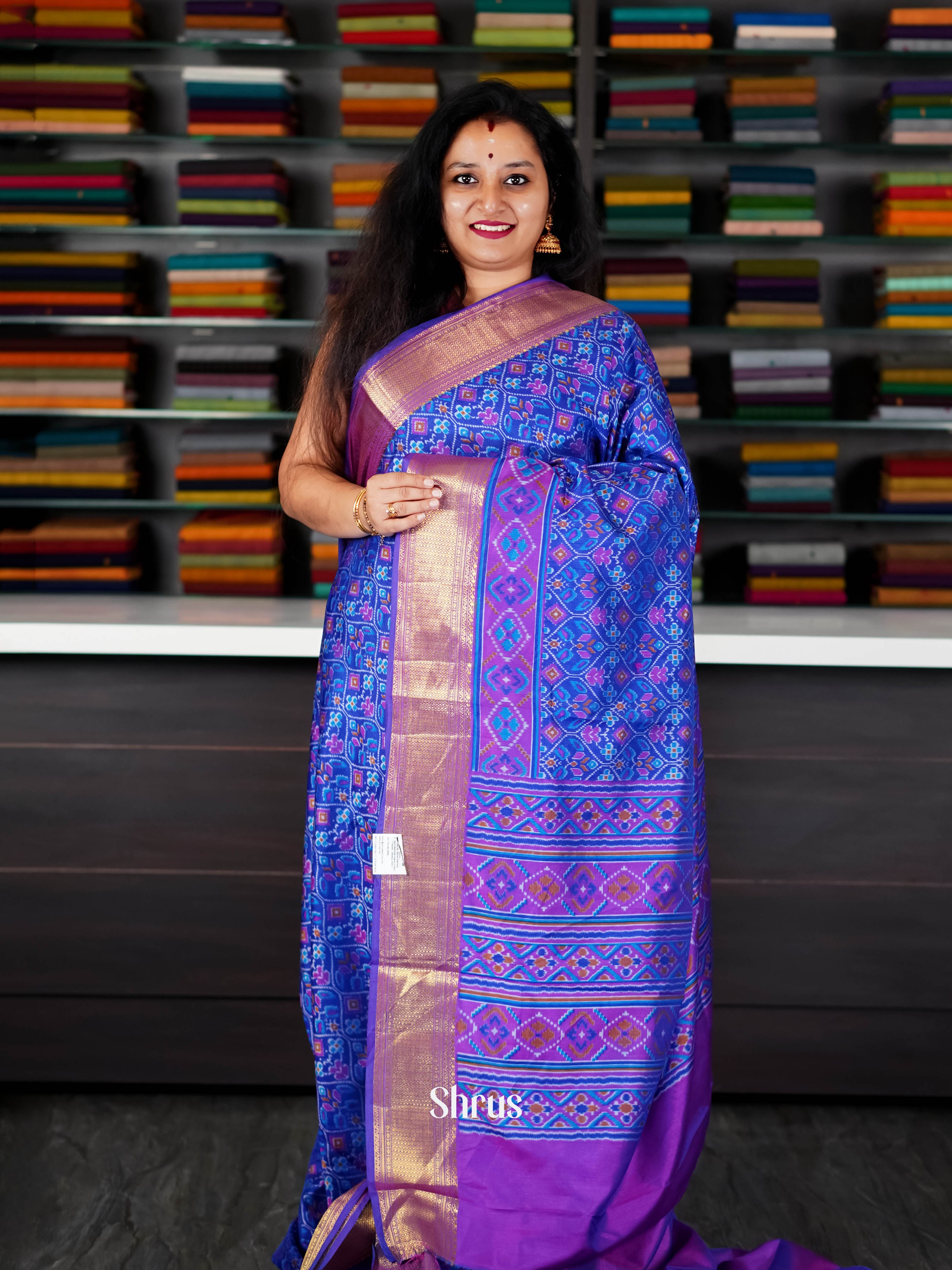 Blue & Purple - Semi Patola saree - Shop on ShrusEternity.com