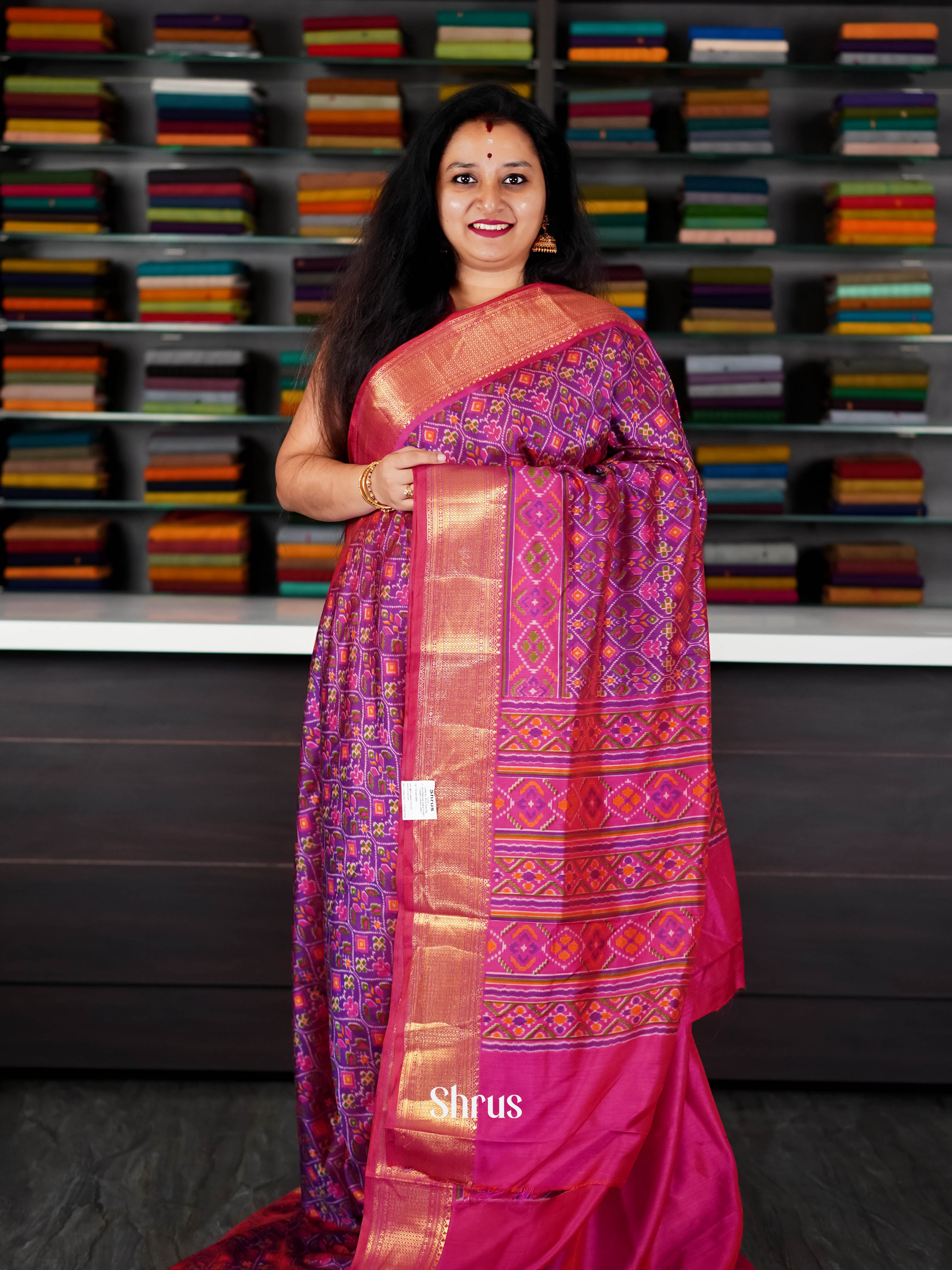 Purple & Pink - Semi Patola saree - Shop on ShrusEternity.com