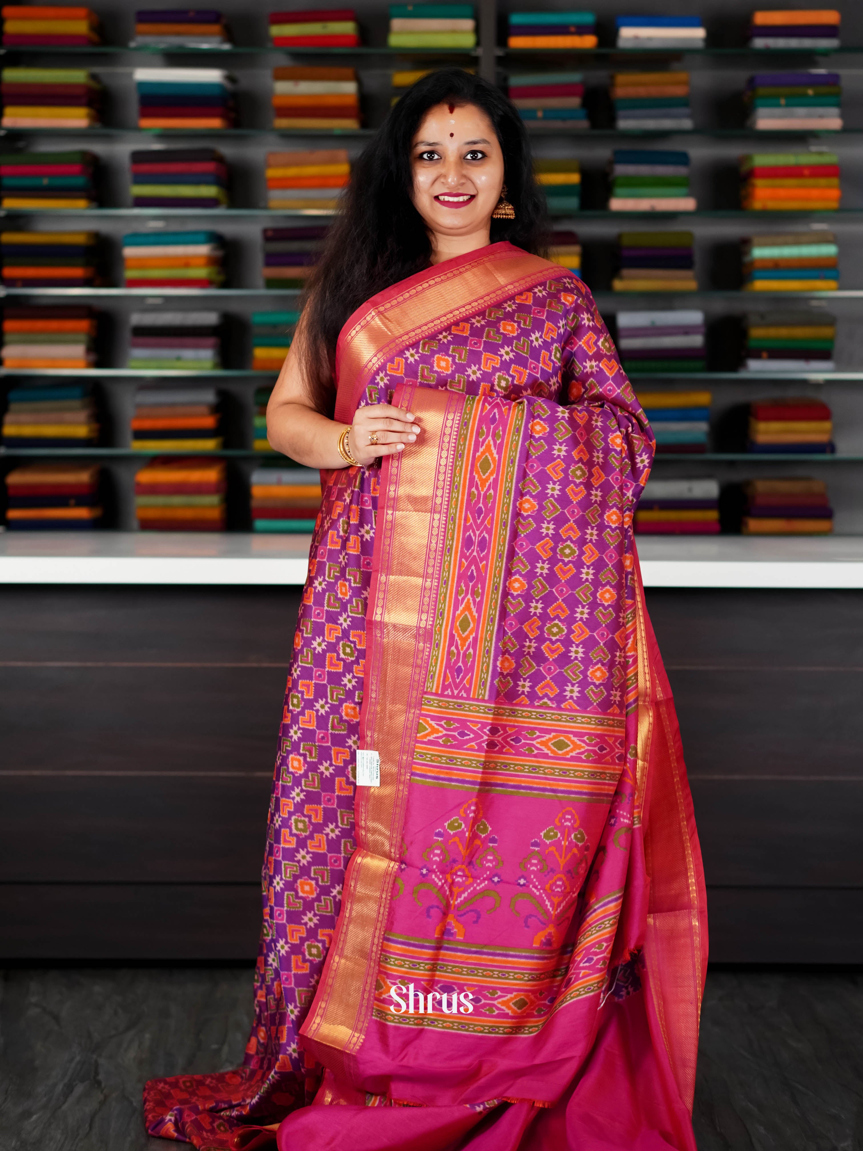 Purple & Pink - Semi Patola saree - Shop on ShrusEternity.com