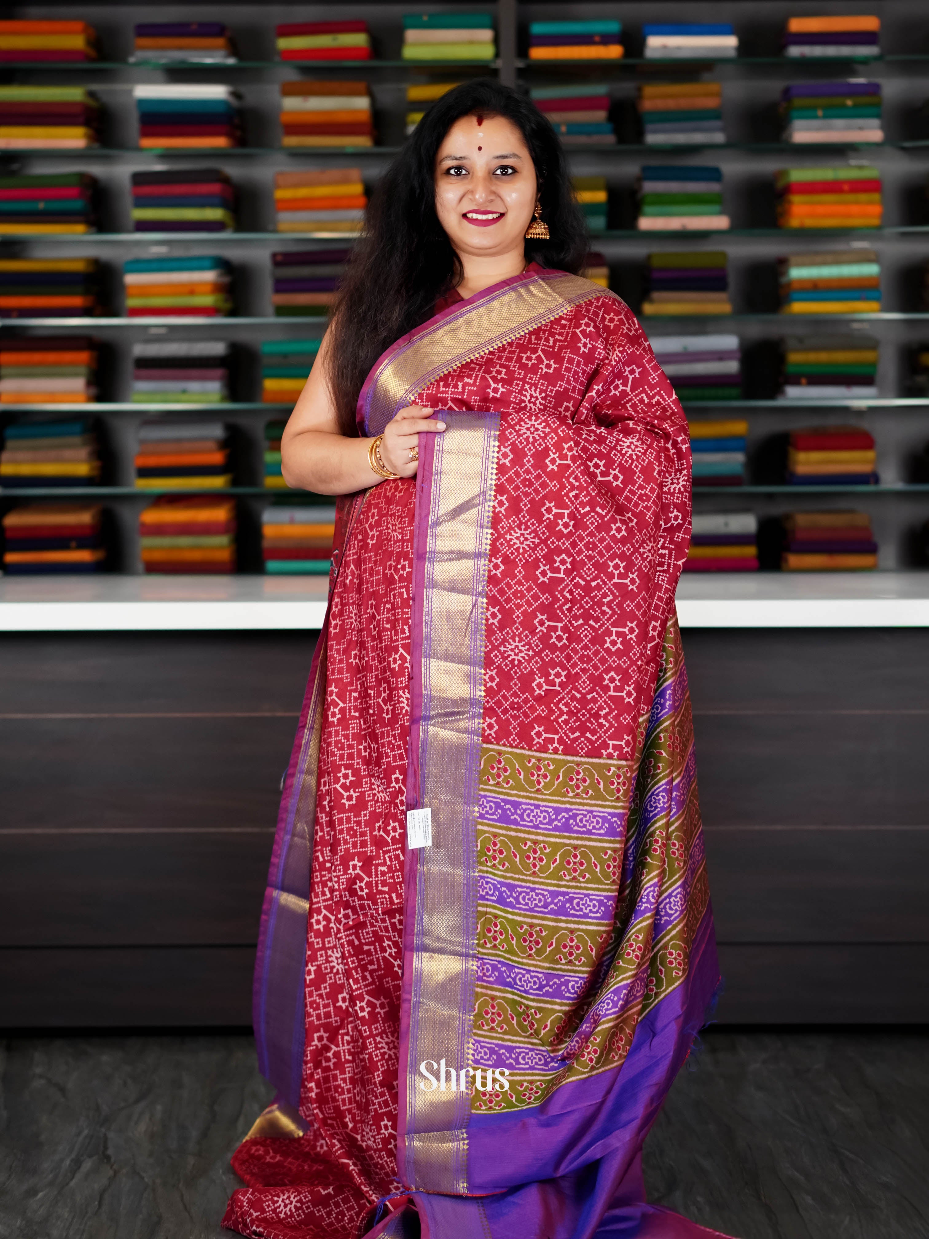 Red & Purple - Semi Patola Saree - Shop on ShrusEternity.com