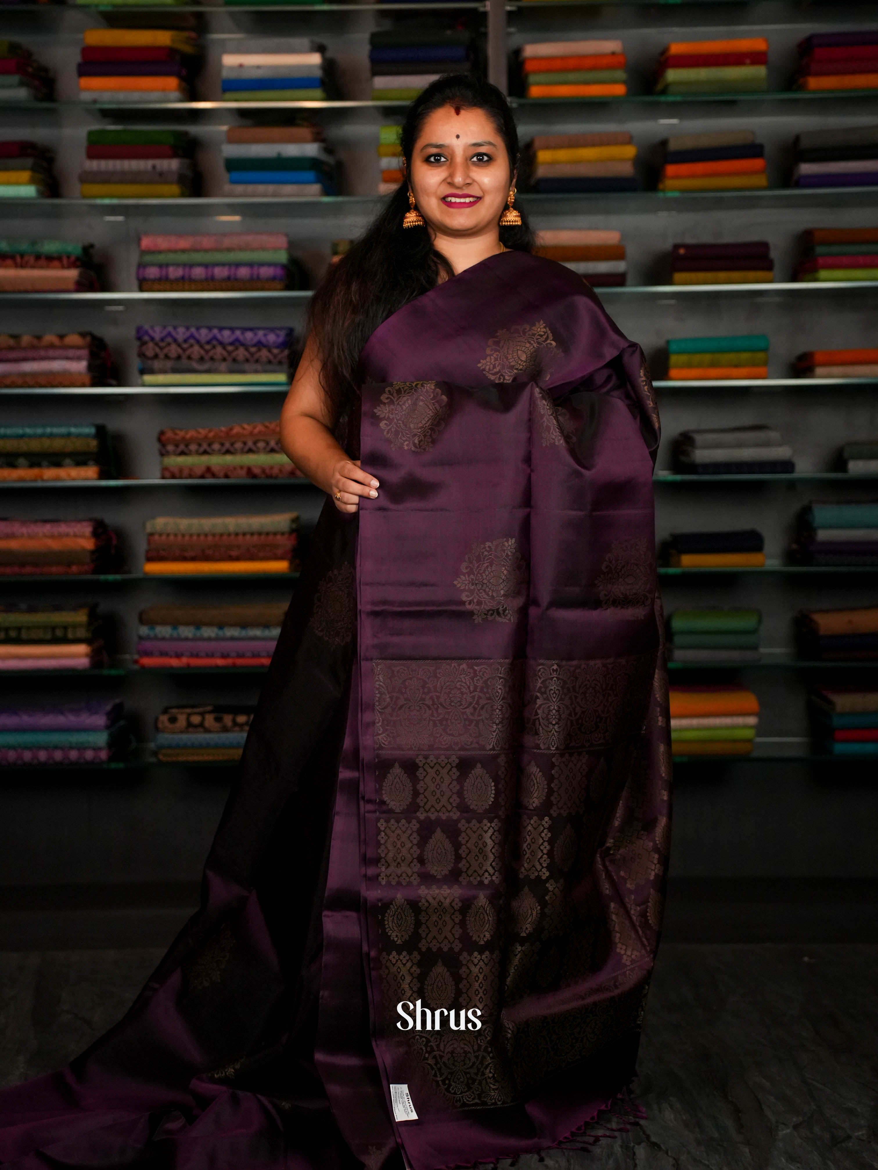 Dark Purple - Softsilk-halfpure Saree - Shop on ShrusEternity.com