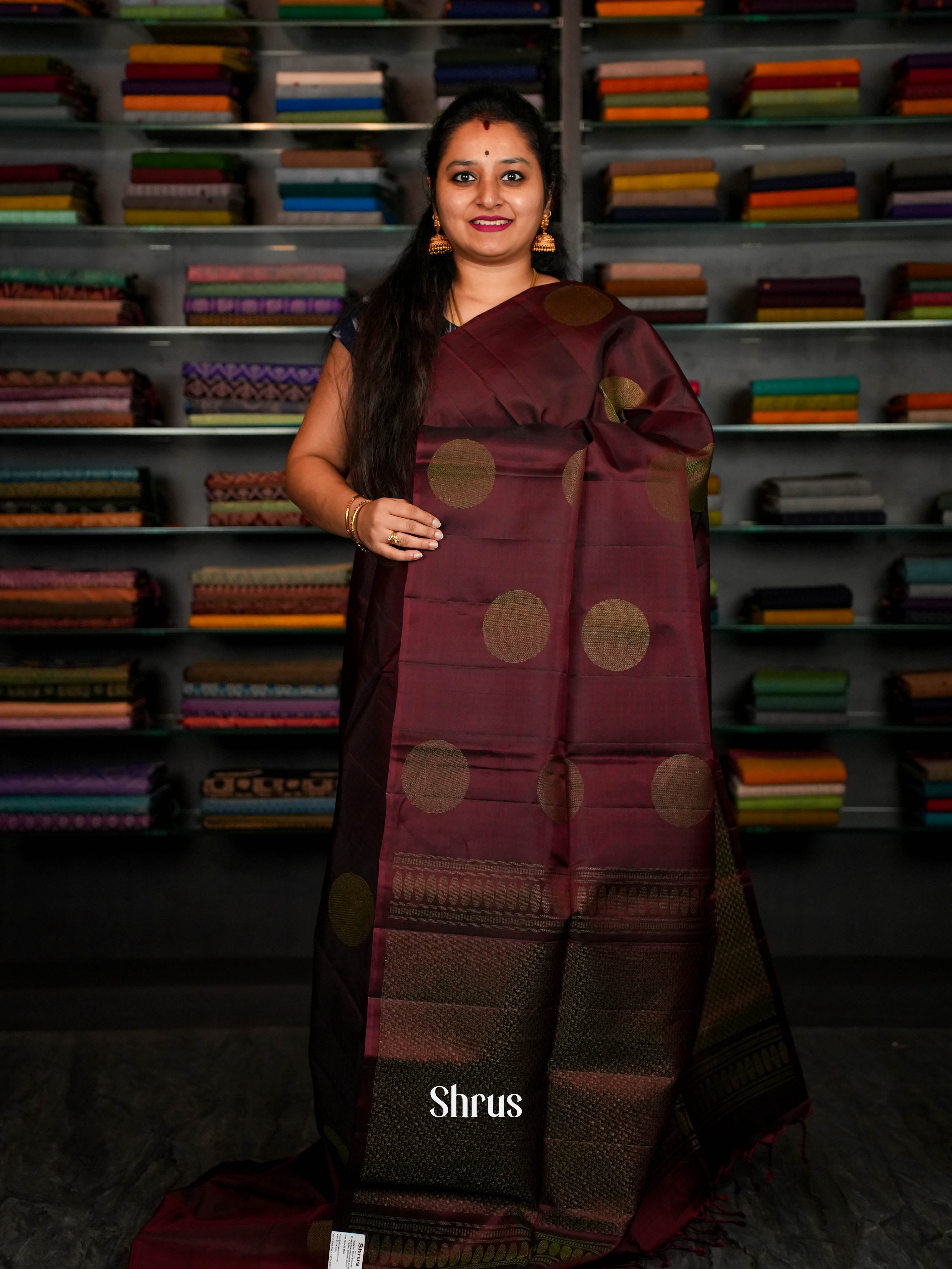 Deep Maroon - Softsilk-halfpure Saree - Shop on ShrusEternity.com