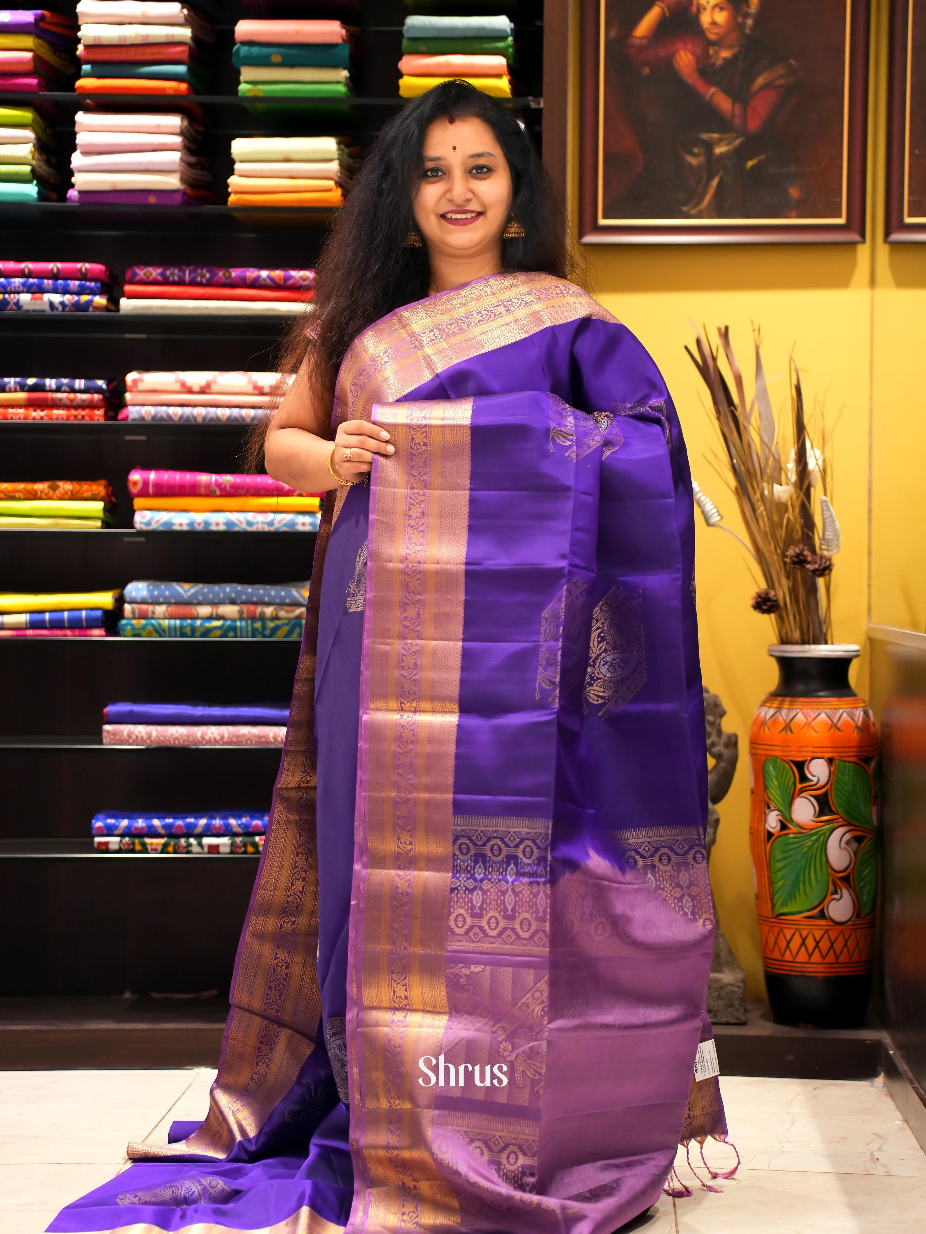 Violet & Purple - Soft Silk Saree - Shop on ShrusEternity.com