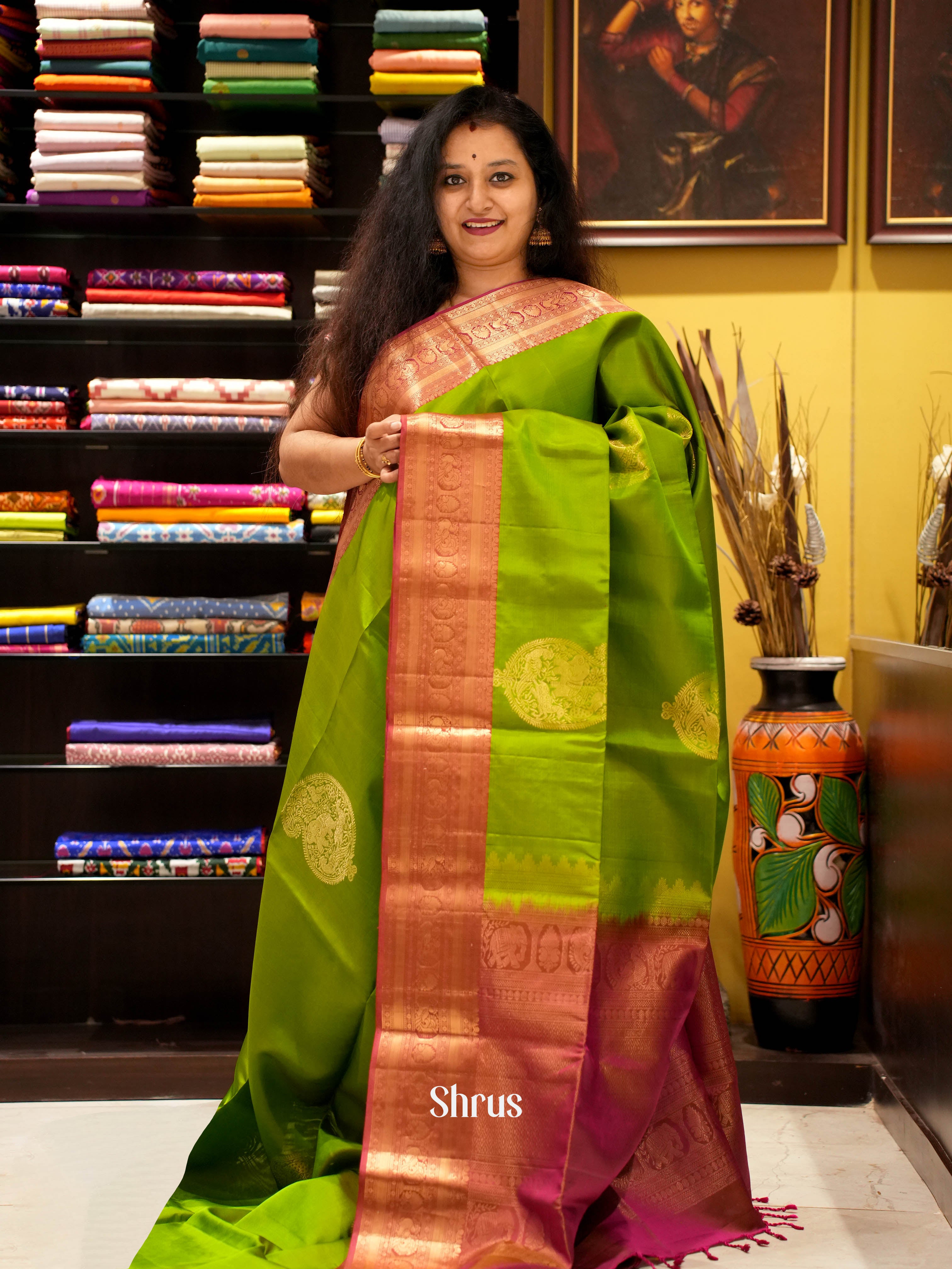 Green & Purple - Soft Silk Saree - Shop on ShrusEternity.com