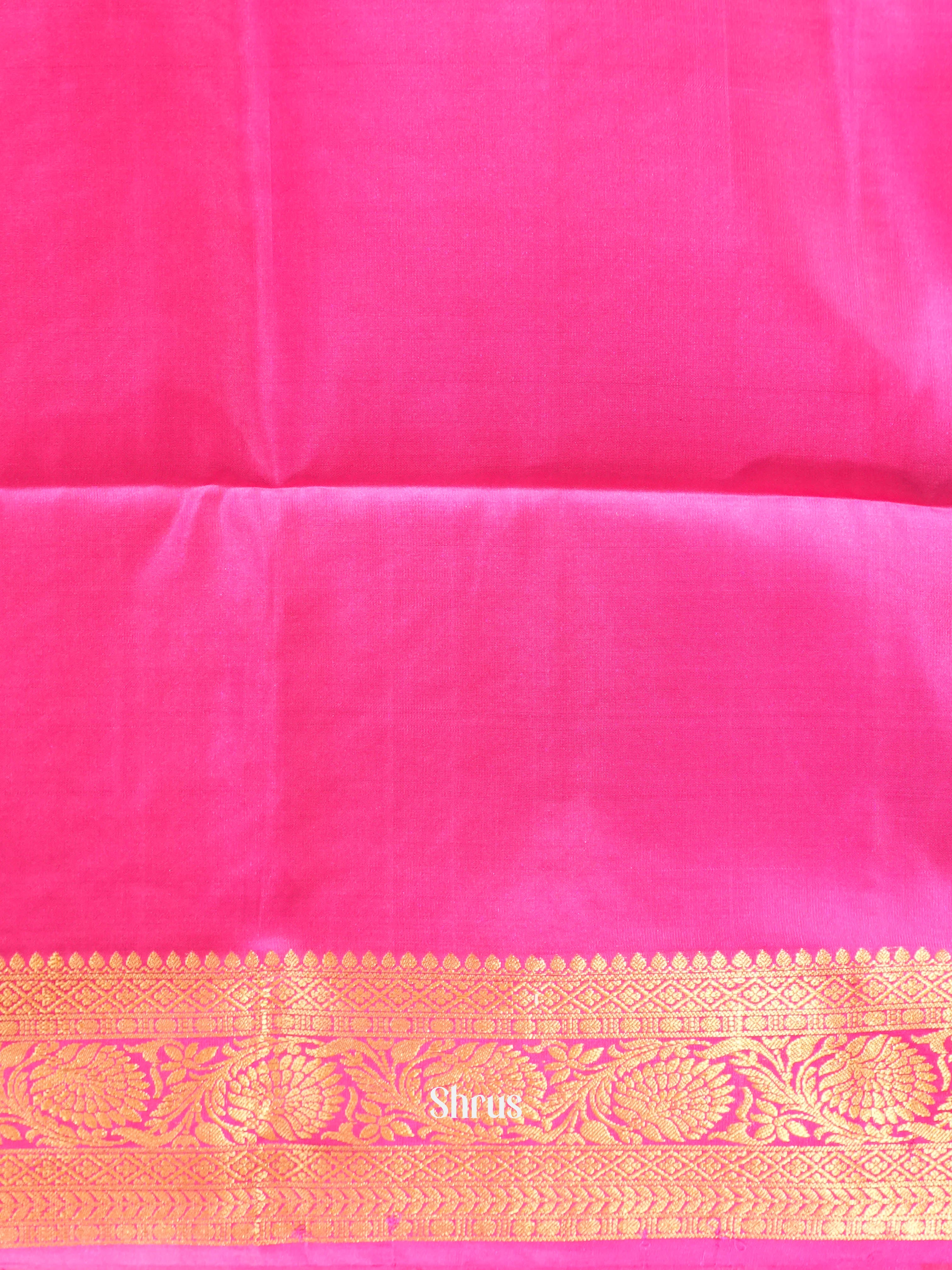 Green & Pink - Soft Silk Saree-3