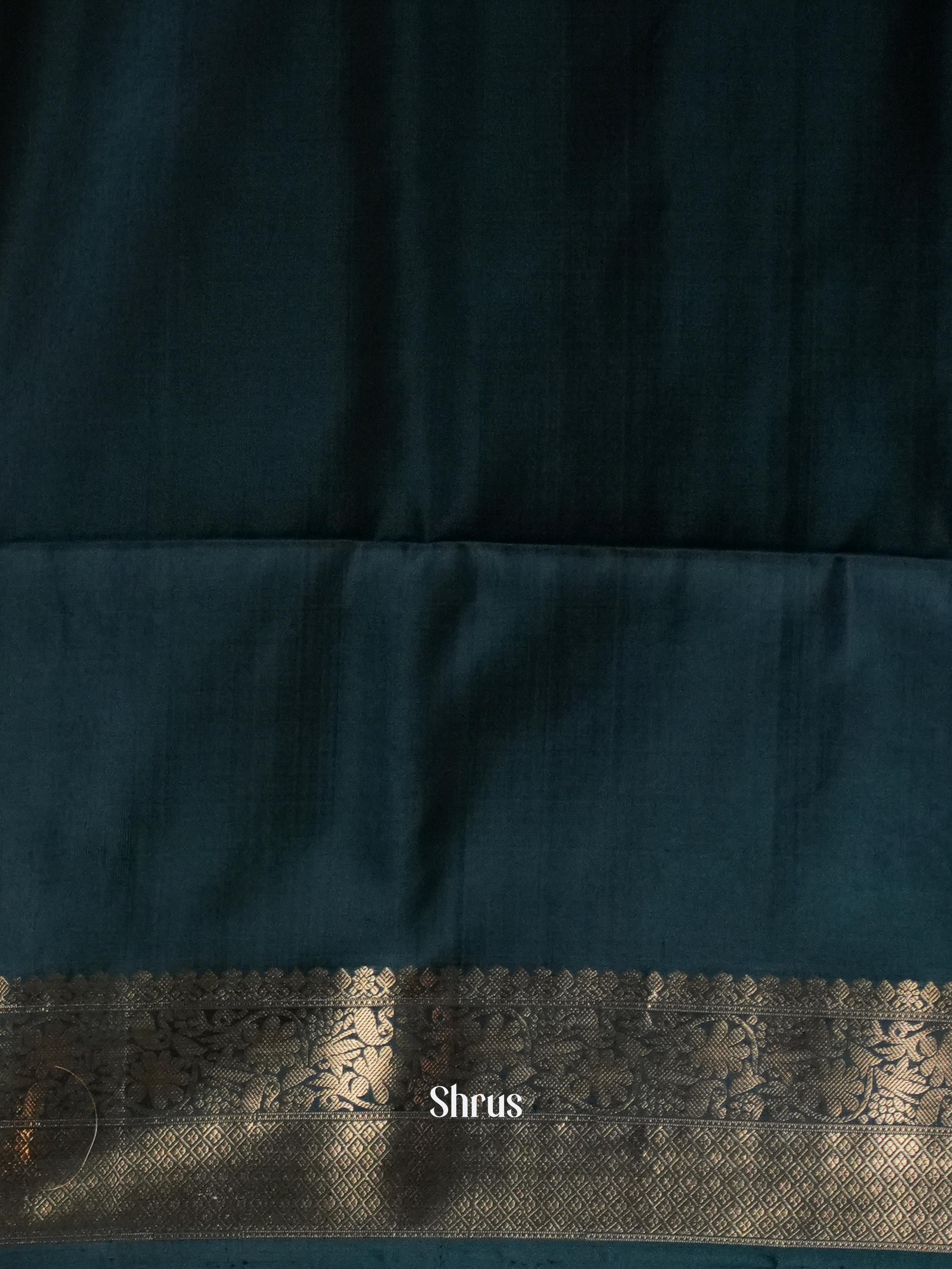 Cream & Dark Green - Soft Silk Saree - Shop on ShrusEternity.com