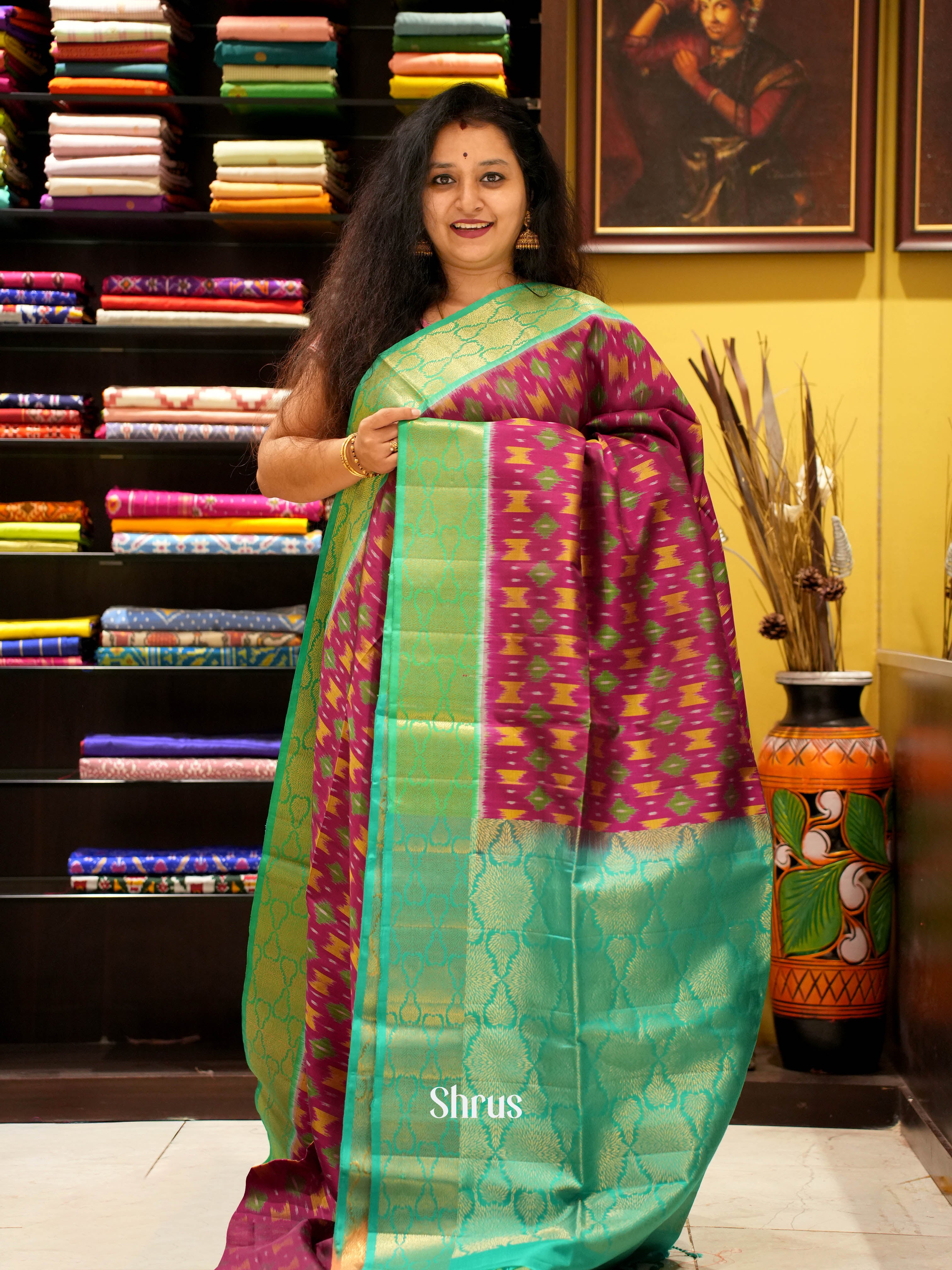 Maroon & Teal - Soft Silk Saree-1