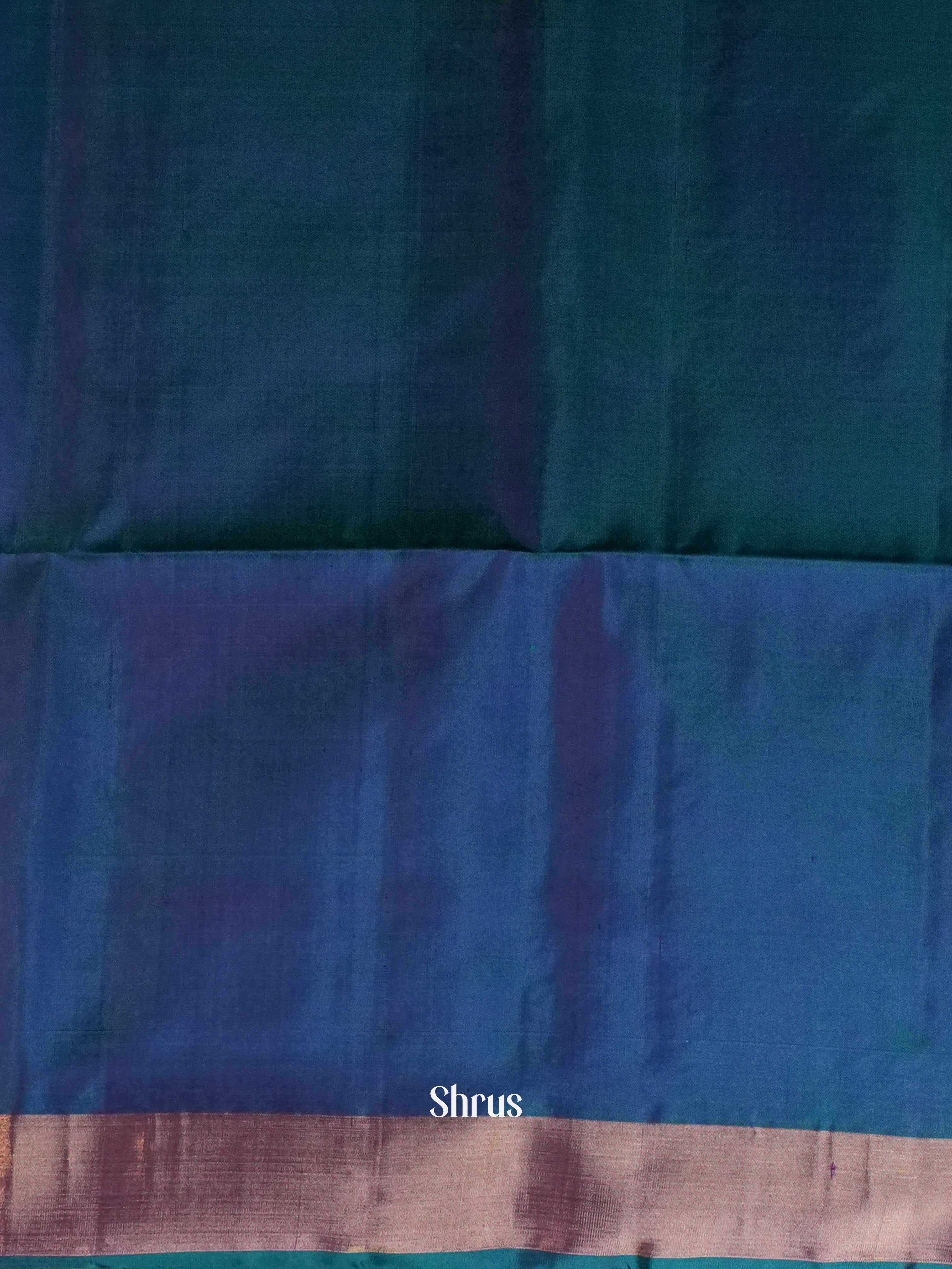 Lavendar & Peacock Green - Soft Silk Saree-2