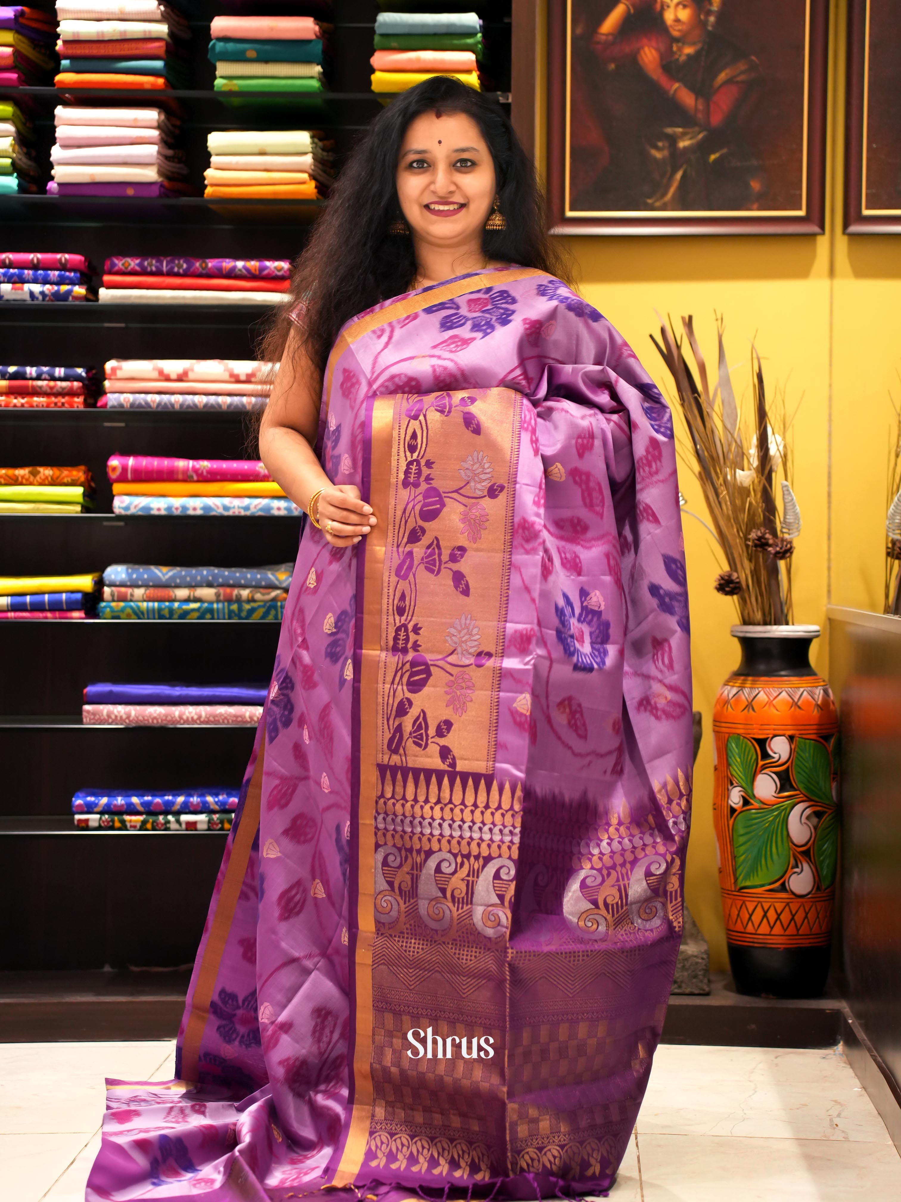 Pink & Purple - Soft Silk Saree - Shop on ShrusEternity.com