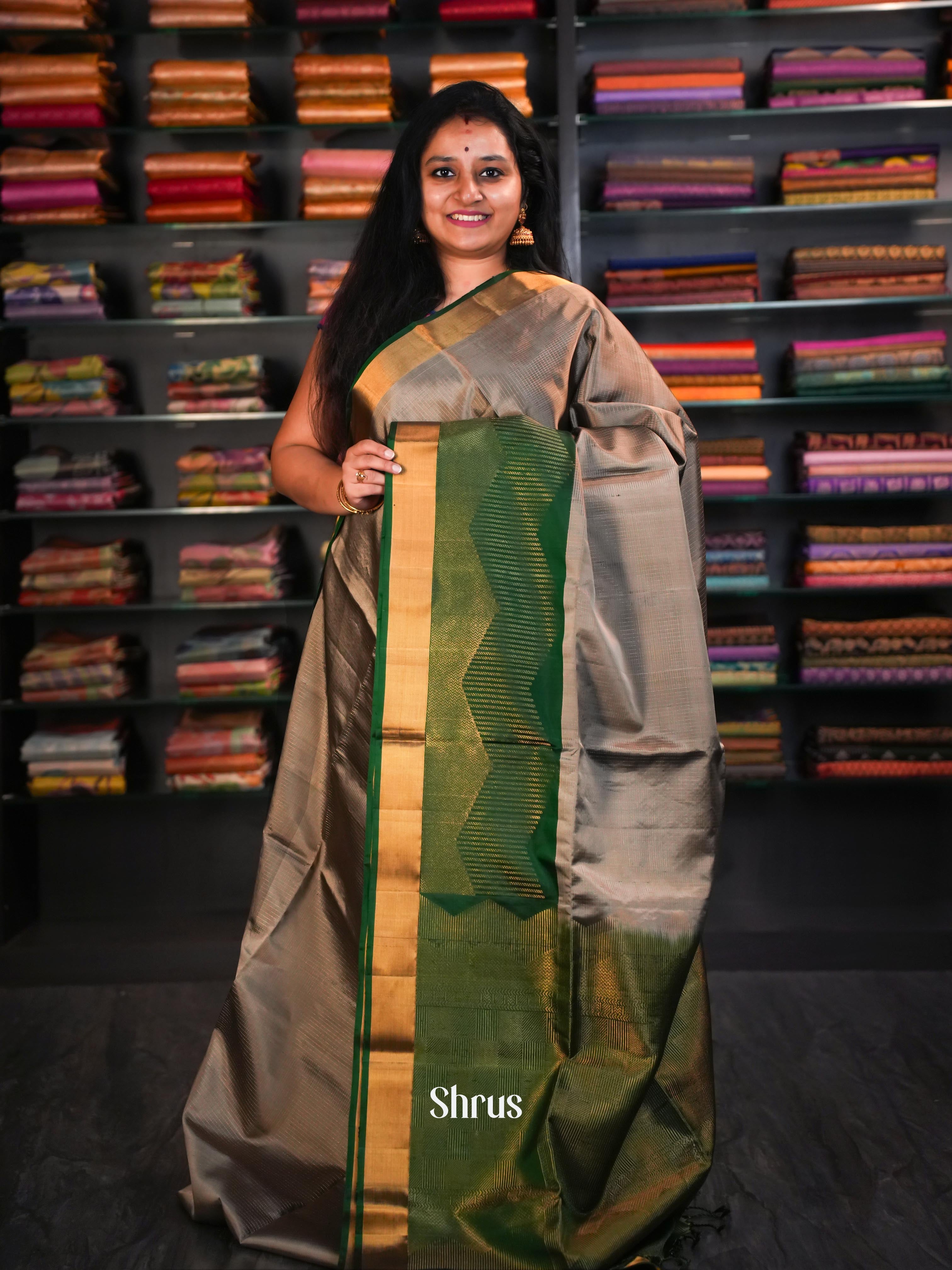 Barefoot On The Grass & Green - Soft Silk Saree - Shop on ShrusEternity.com