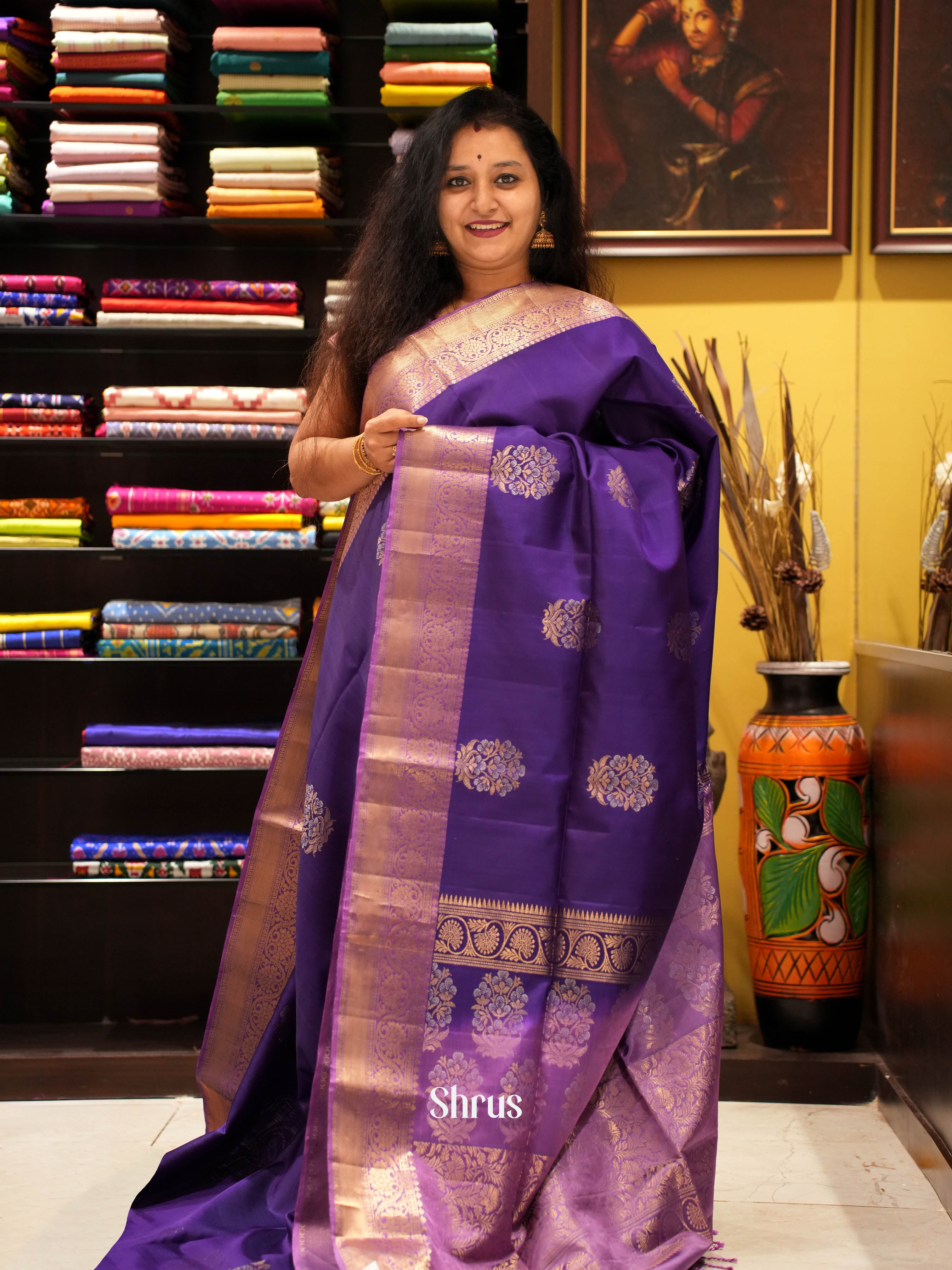 Violet & Purple - Soft Silk Saree - Shop on ShrusEternity.com