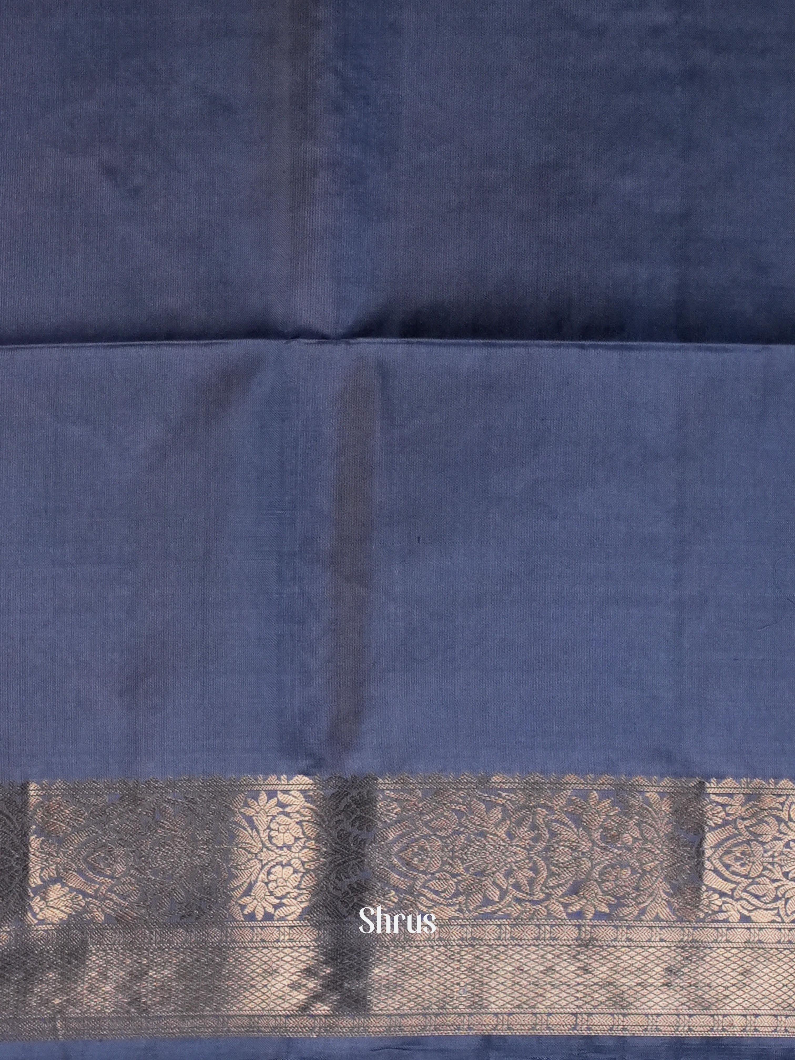 Reddish Orange & Grey - Soft Silk Saree-2