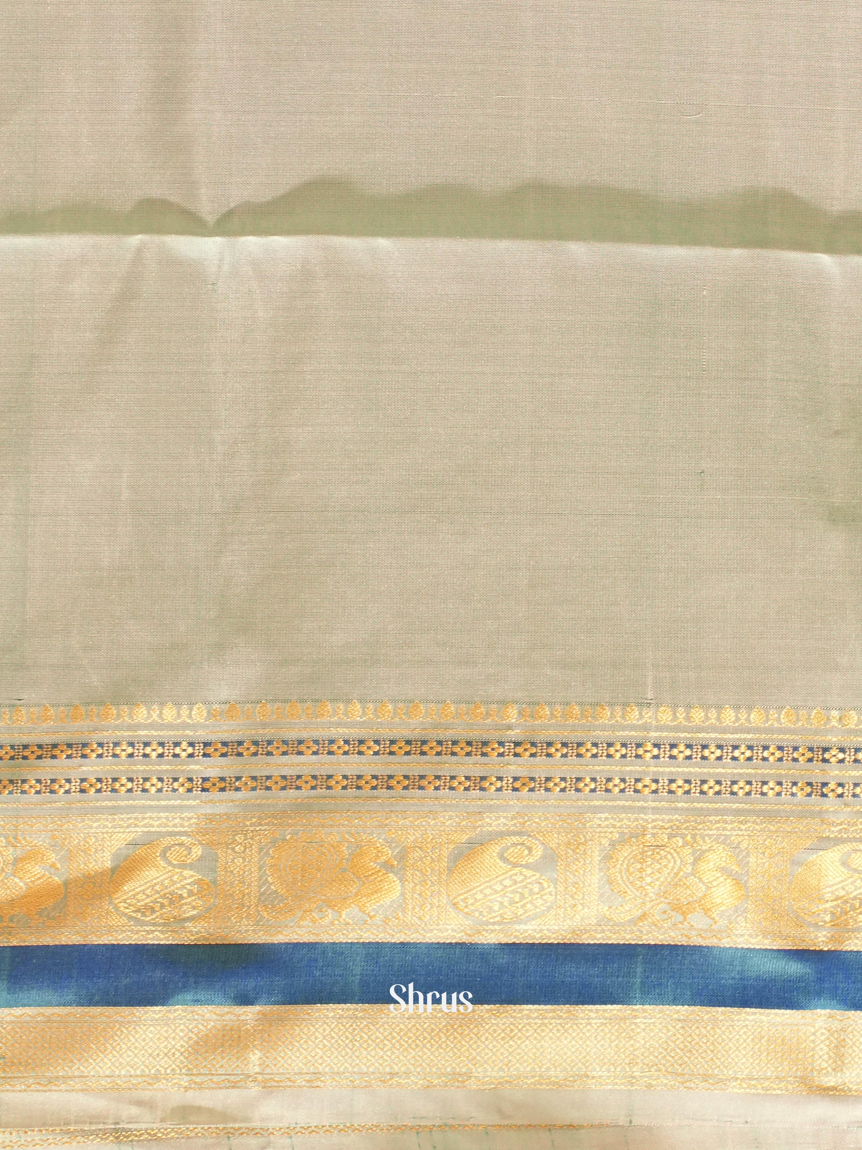 Teal & Grey- Soft Silk Saree-2
