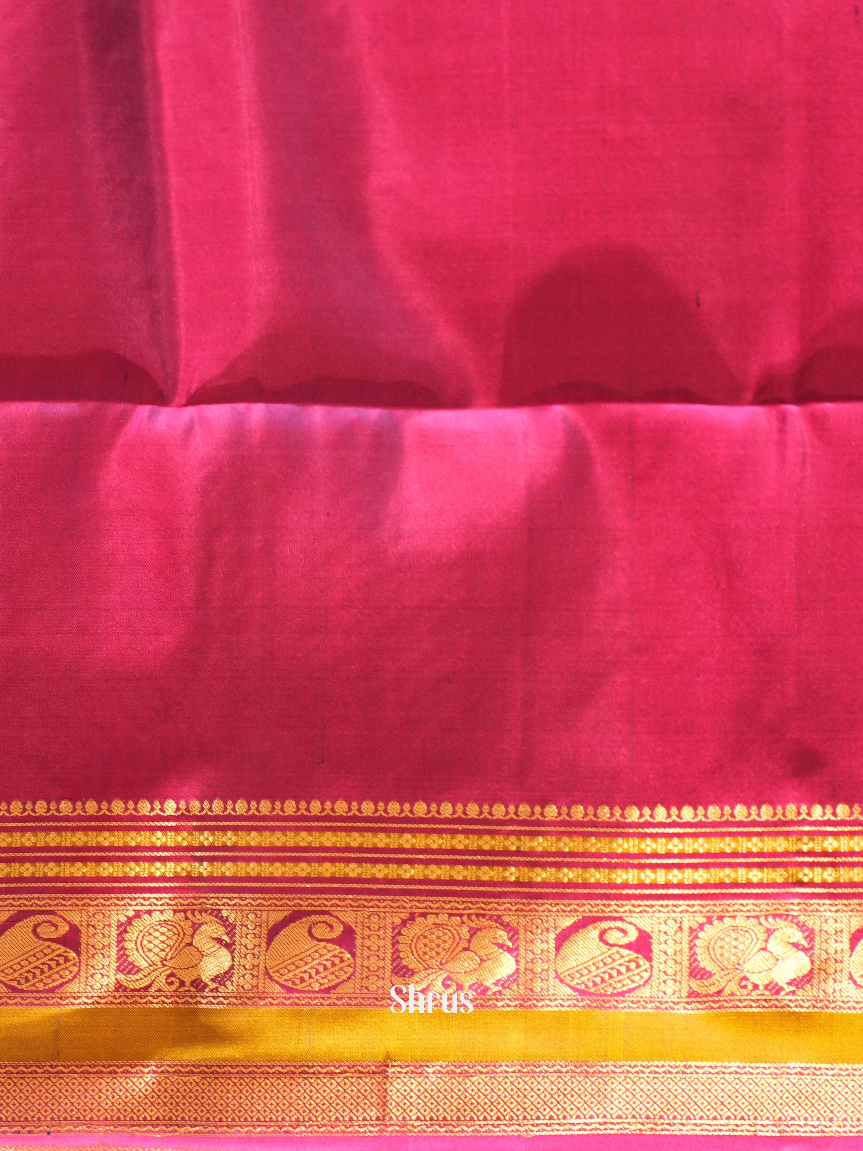 Navy Blue & Wine - Soft Silk Saree - Shop on ShrusEternity.com