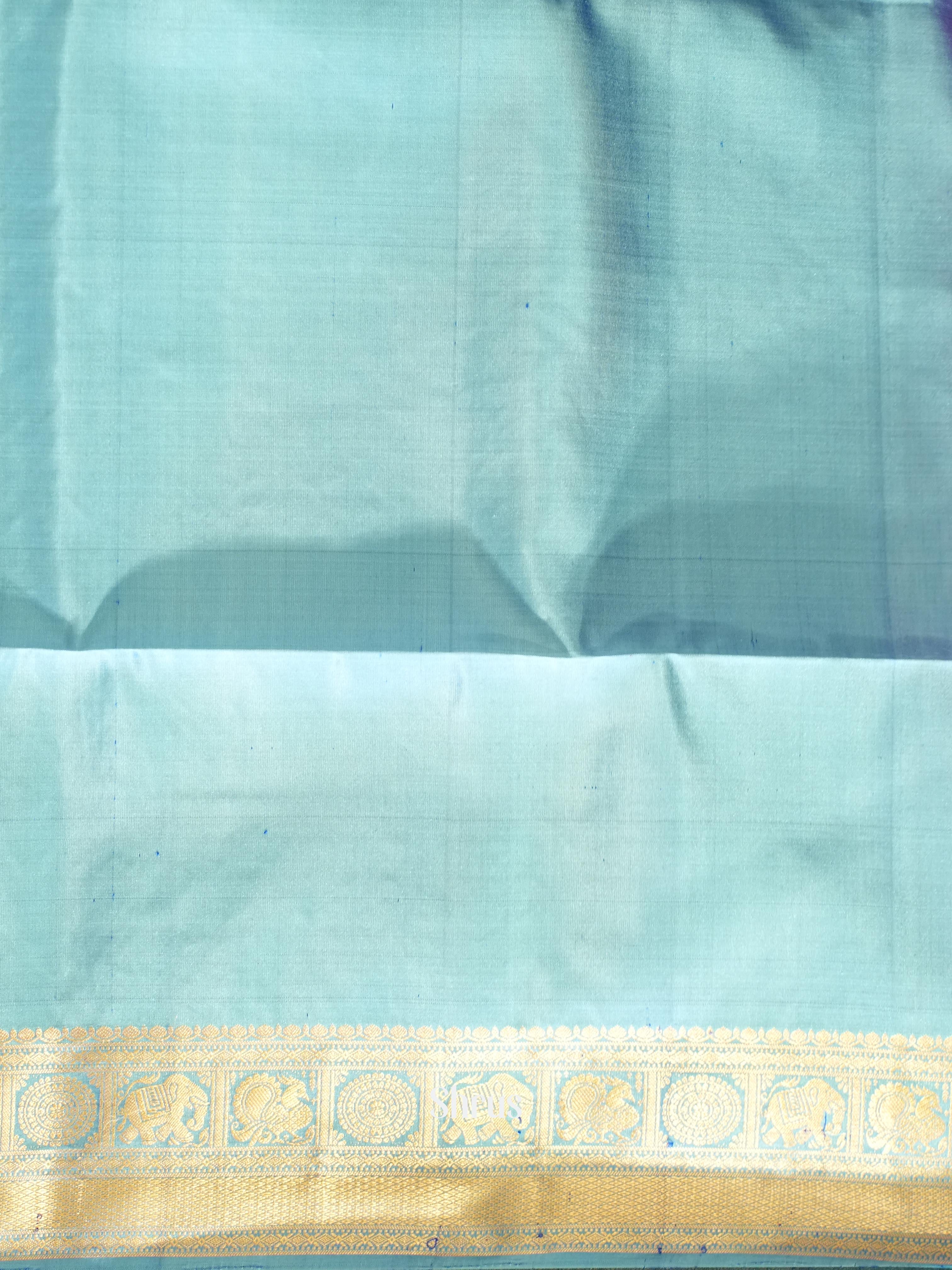 Purple & Pastel Blue - Soft Silk Saree - Shop on ShrusEternity.com
