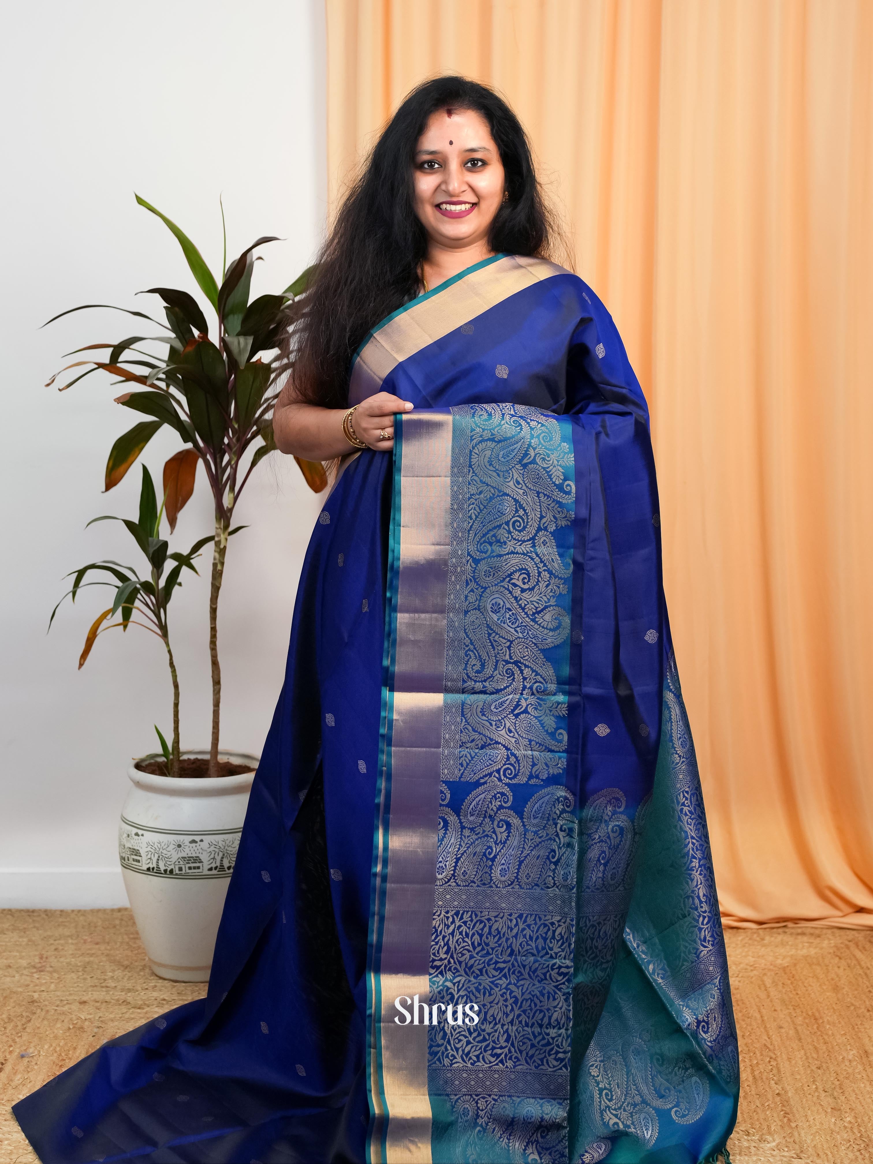 Blue - Soft Silk Saree - Shop on ShrusEternity.com