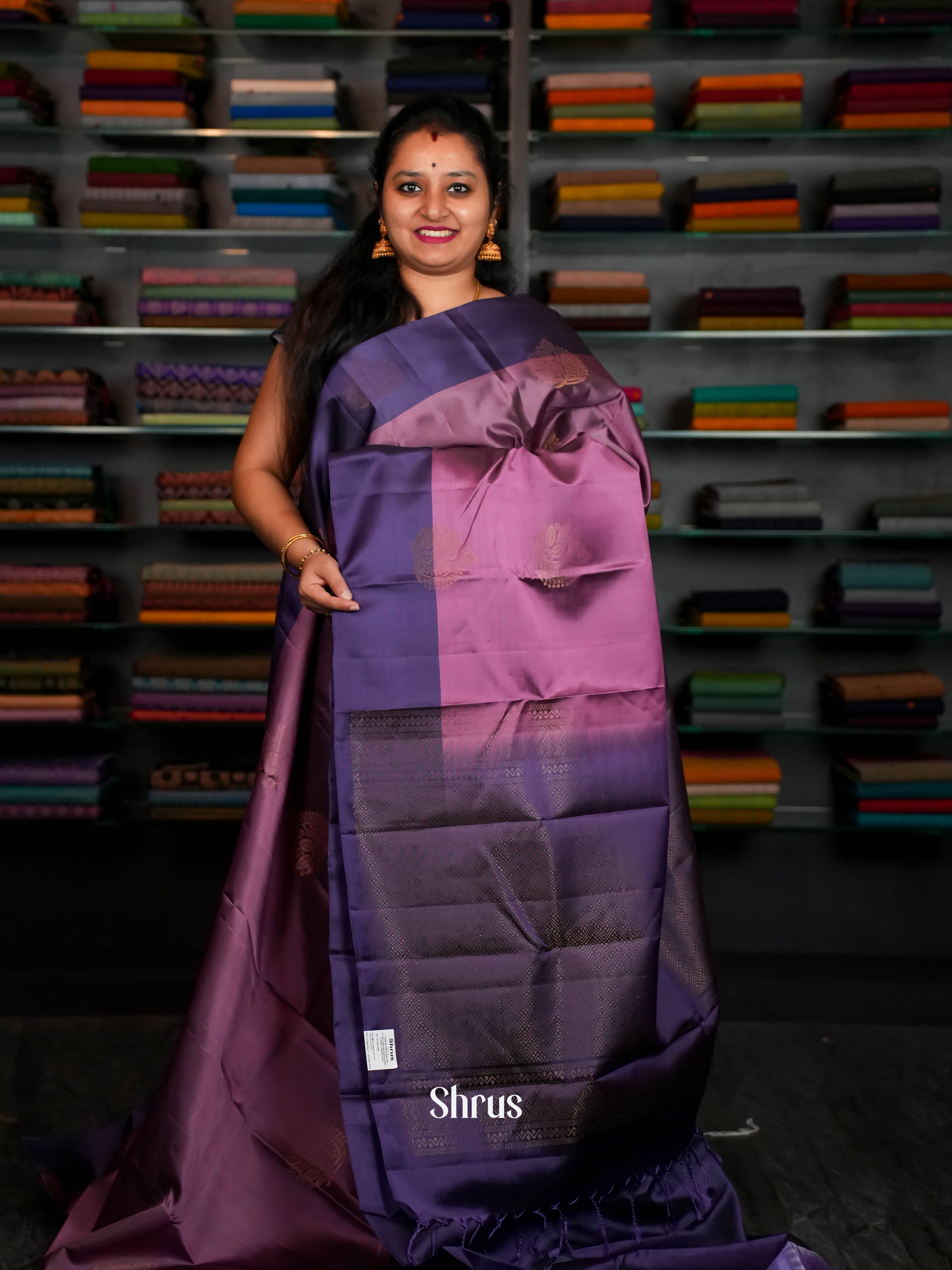 Festival Fuchsia & Indigo - Softsilk-halfpure Saree - Shop on ShrusEternity.com