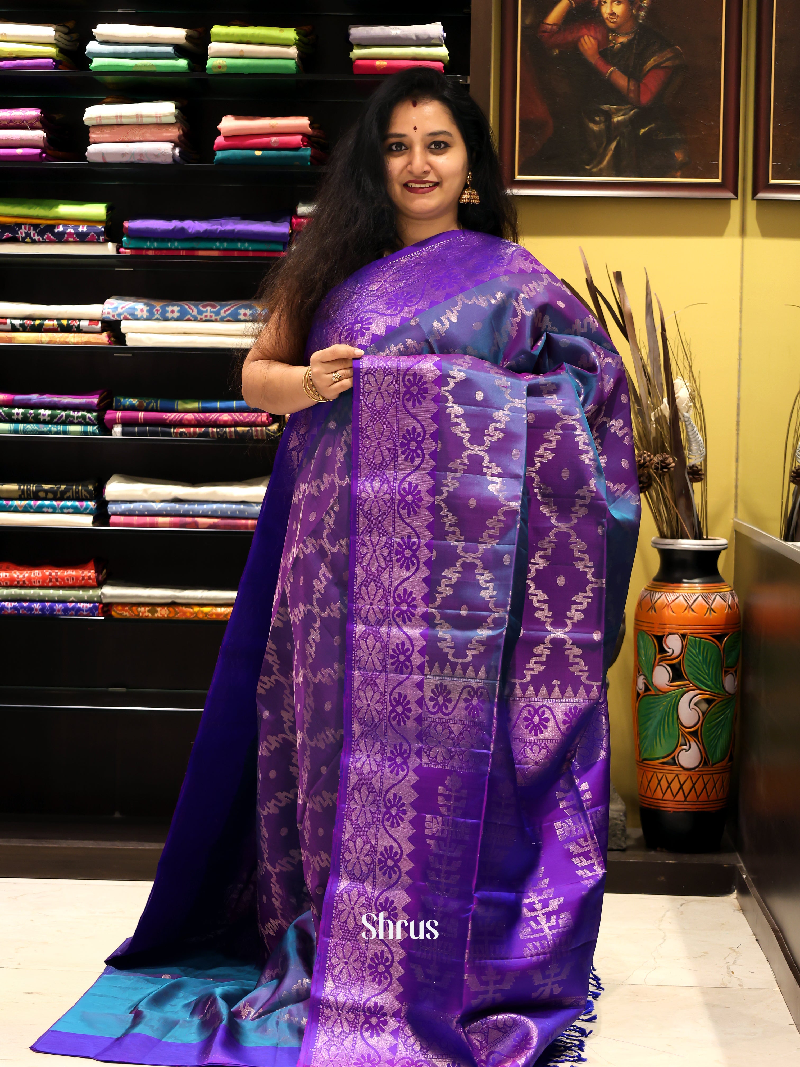Violet (Single Tone)- Soft Silk Saree - Shop on ShrusEternity.com