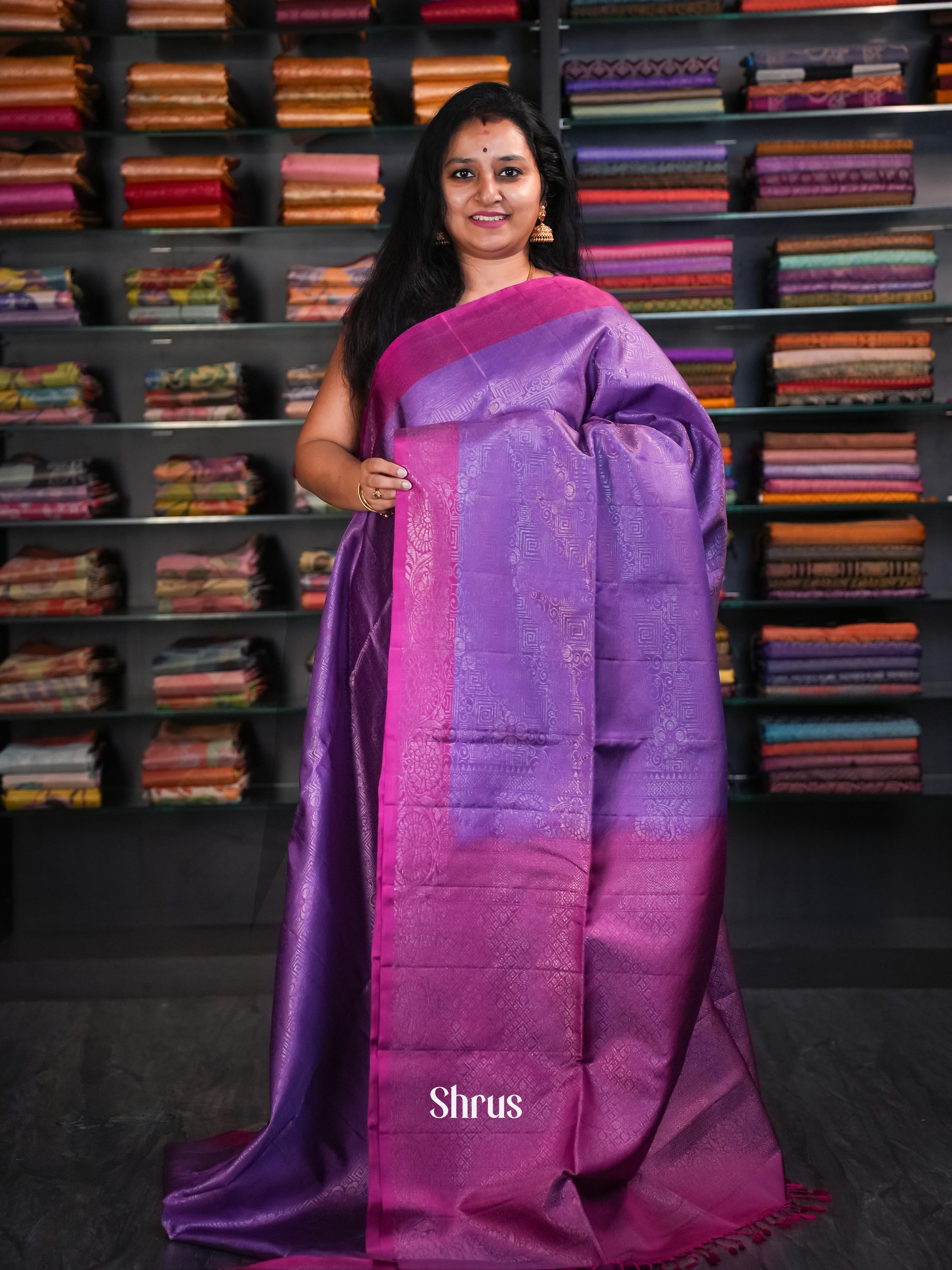 Purple & Majenta - Soft Silk Saree - Shop on ShrusEternity.com