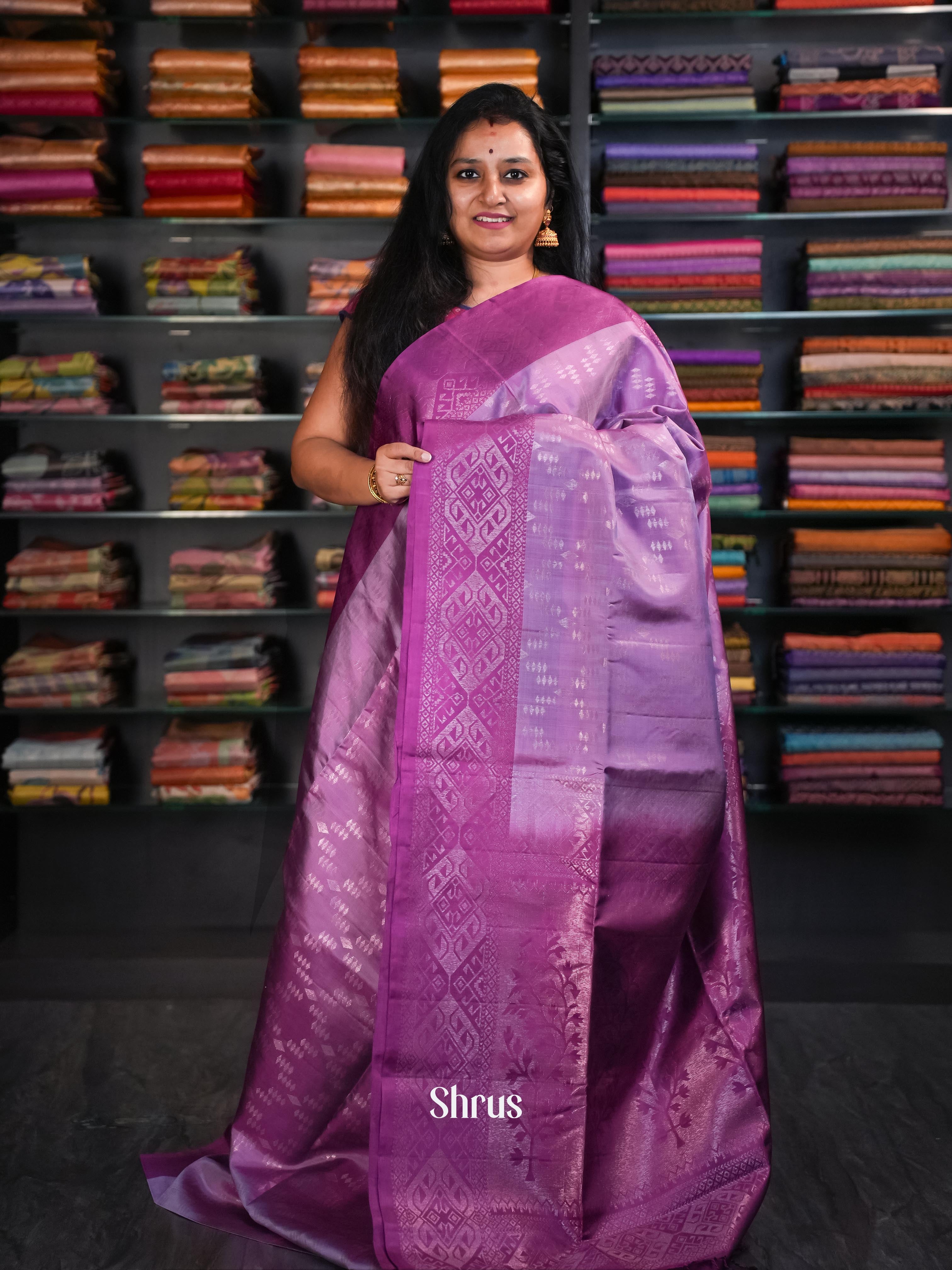 lavender & Purple - Soft Silk Saree - Shop on ShrusEternity.com