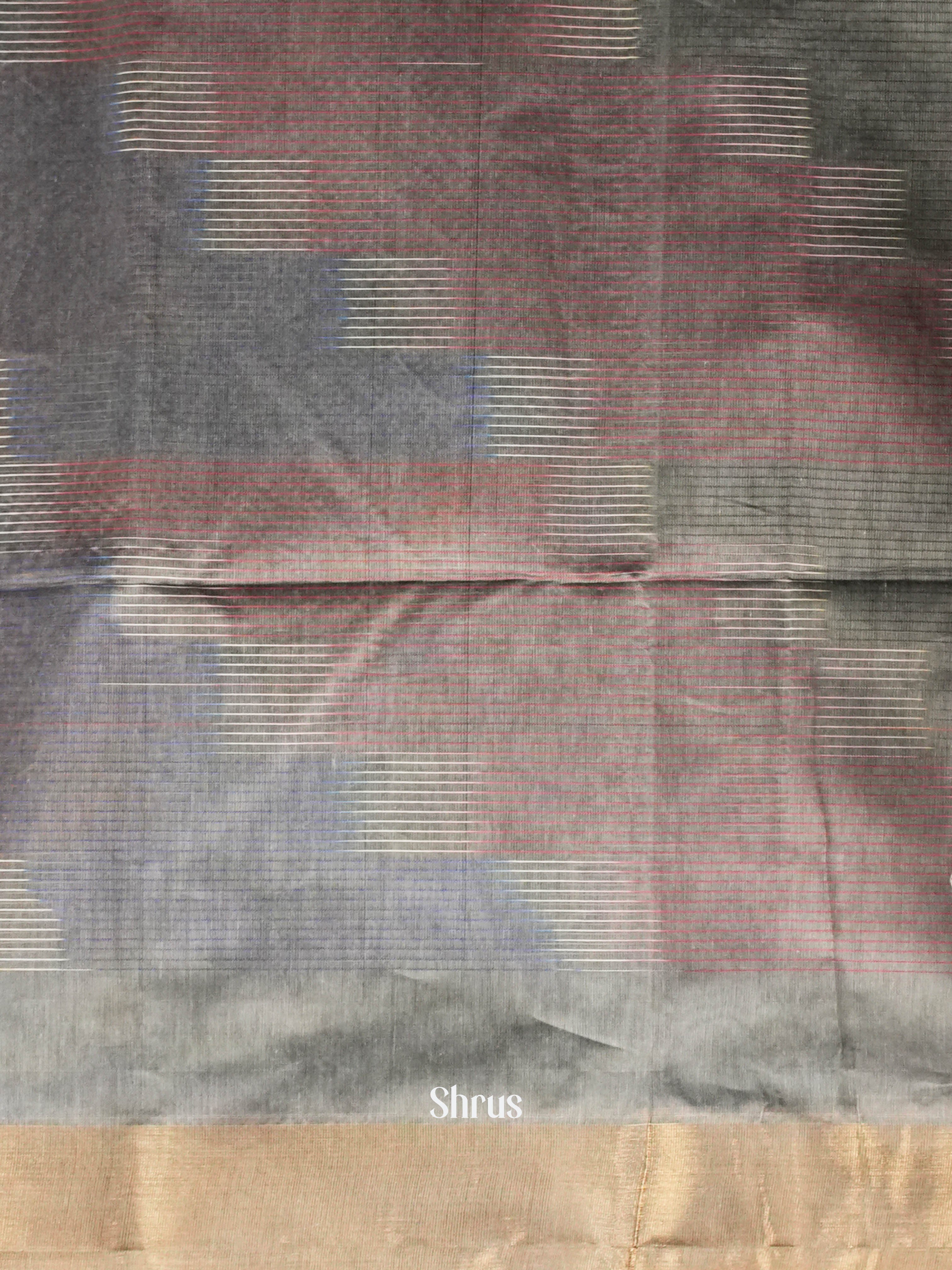 Grey - Ikkat Kora Saree - Shop on ShrusEternity.com
