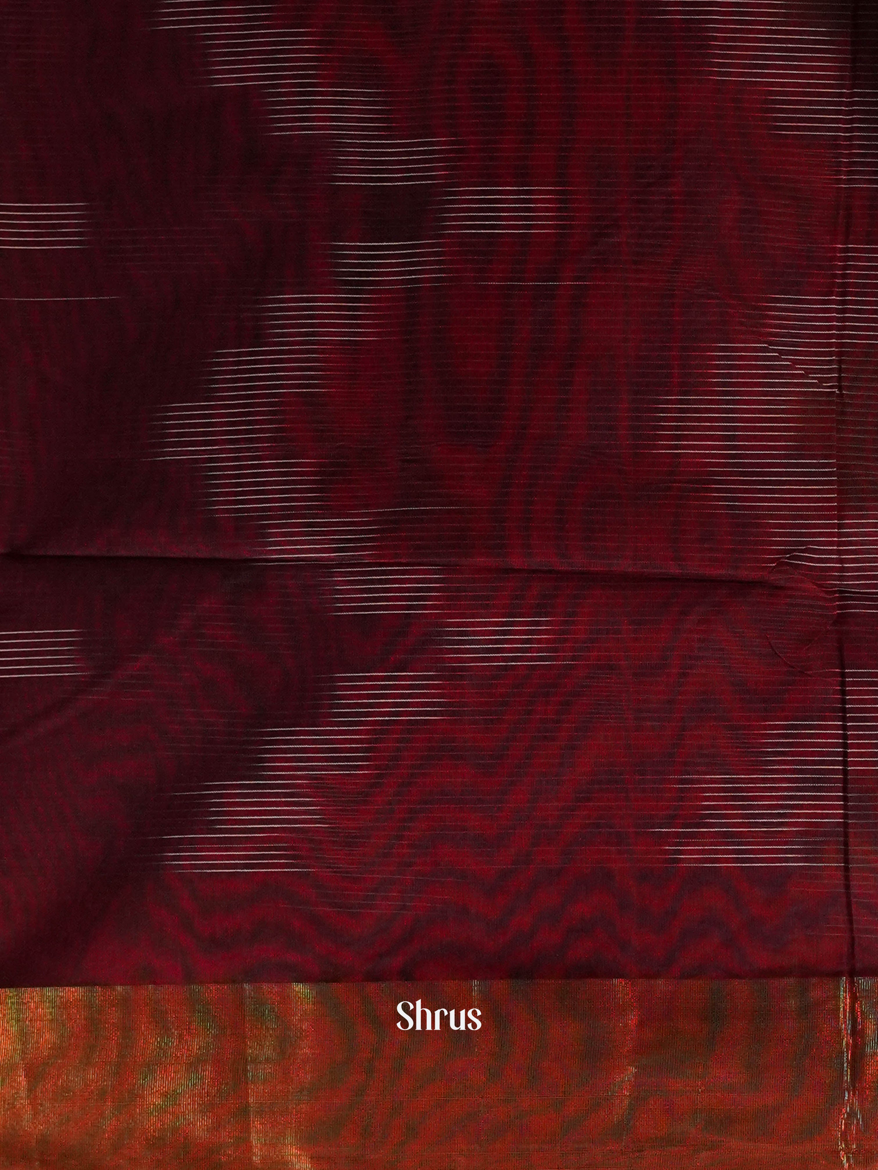Maroon - Ikkat Kora Saree - Shop on ShrusEternity.com