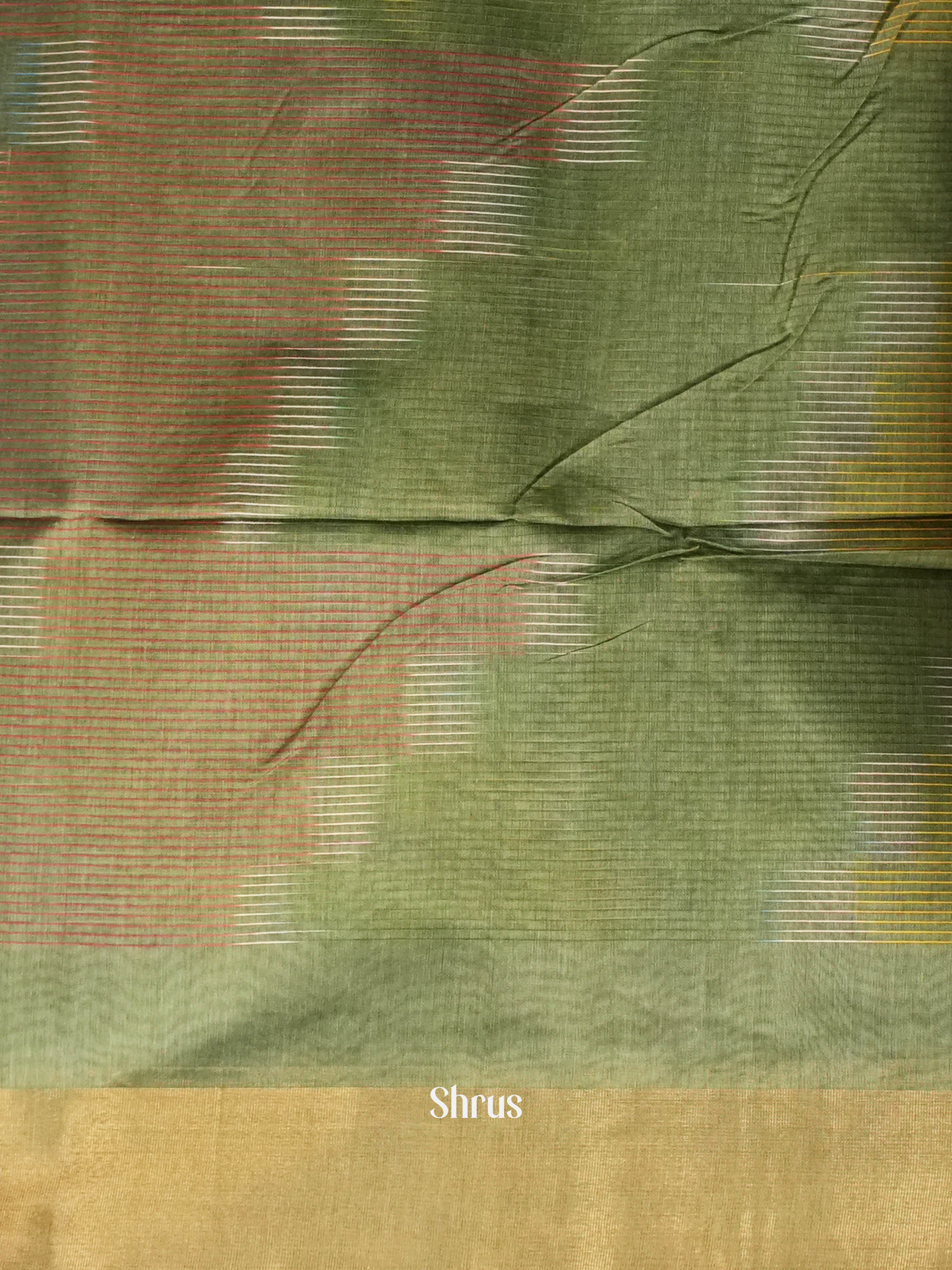 Green - Ikkat Kora Saree - Shop on ShrusEternity.com