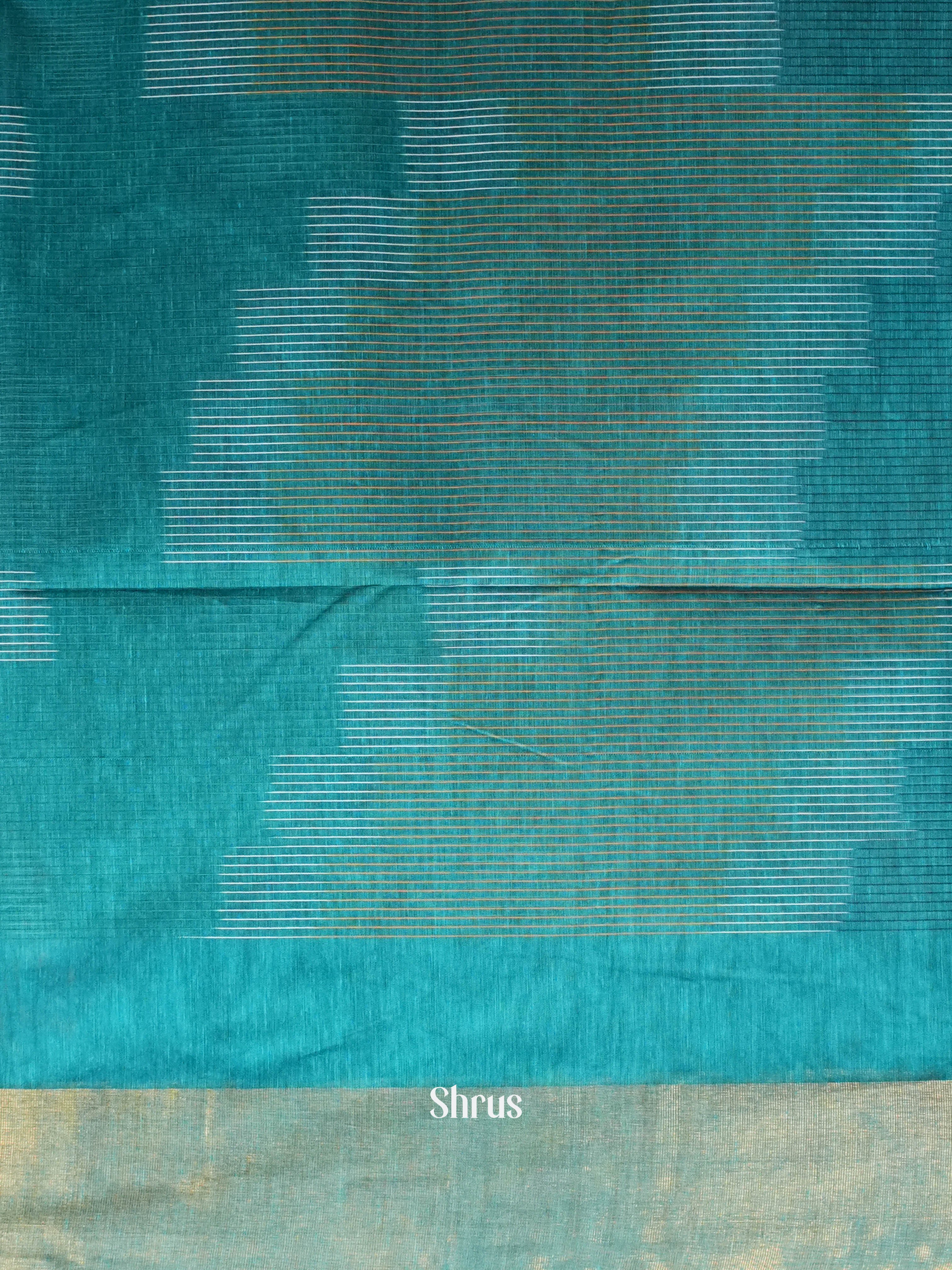 Blue - Ikkat Kora Saree - Shop on ShrusEternity.com