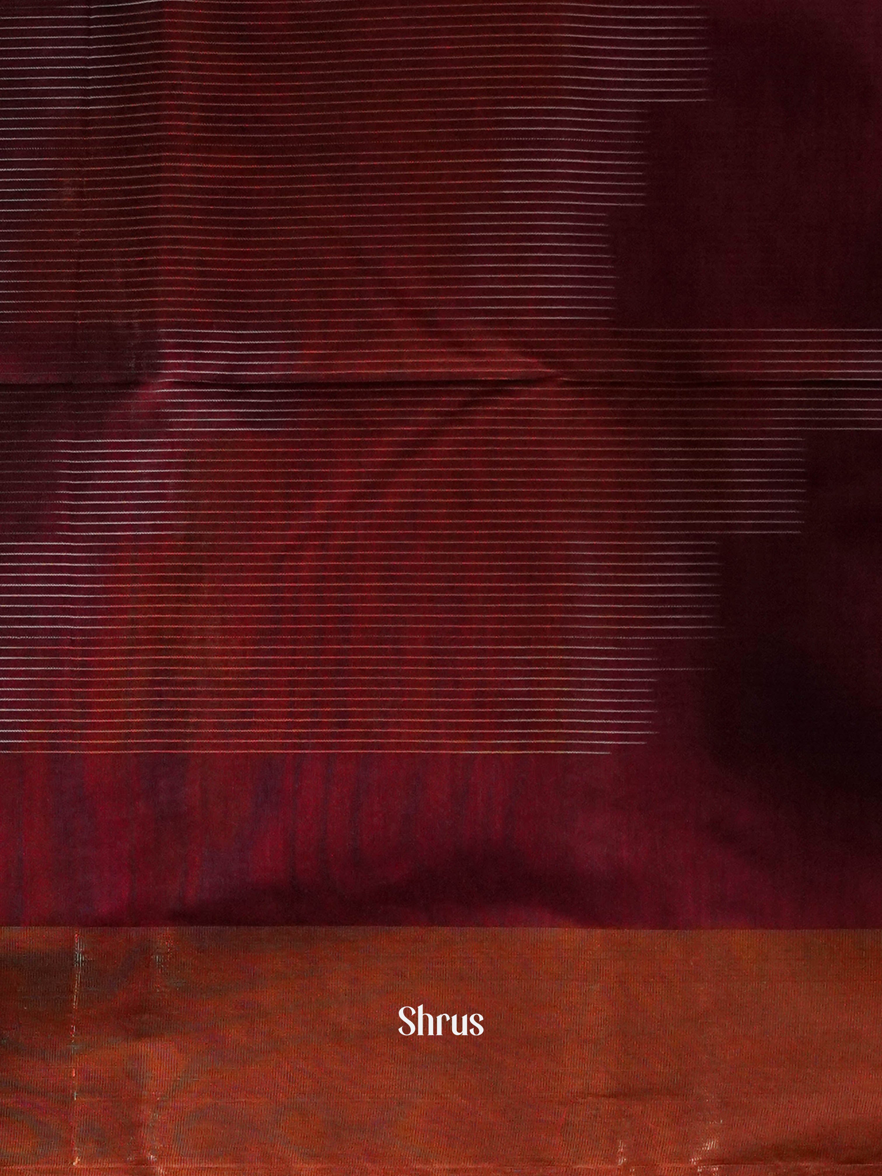 Maroon - Ikkat Kora Saree - Shop on ShrusEternity.com