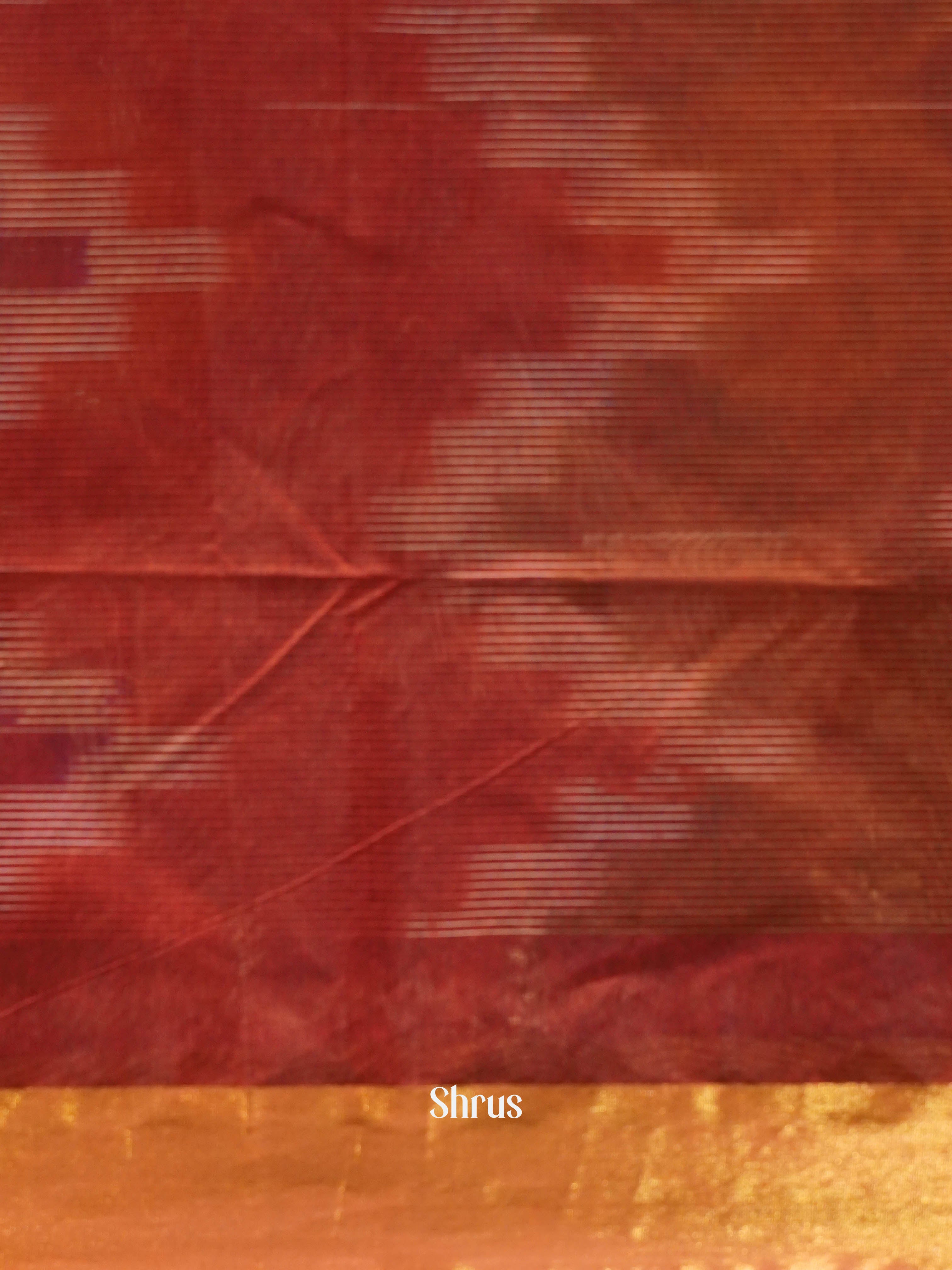 Red - Ikkat Kora Saree - Shop on ShrusEternity.com