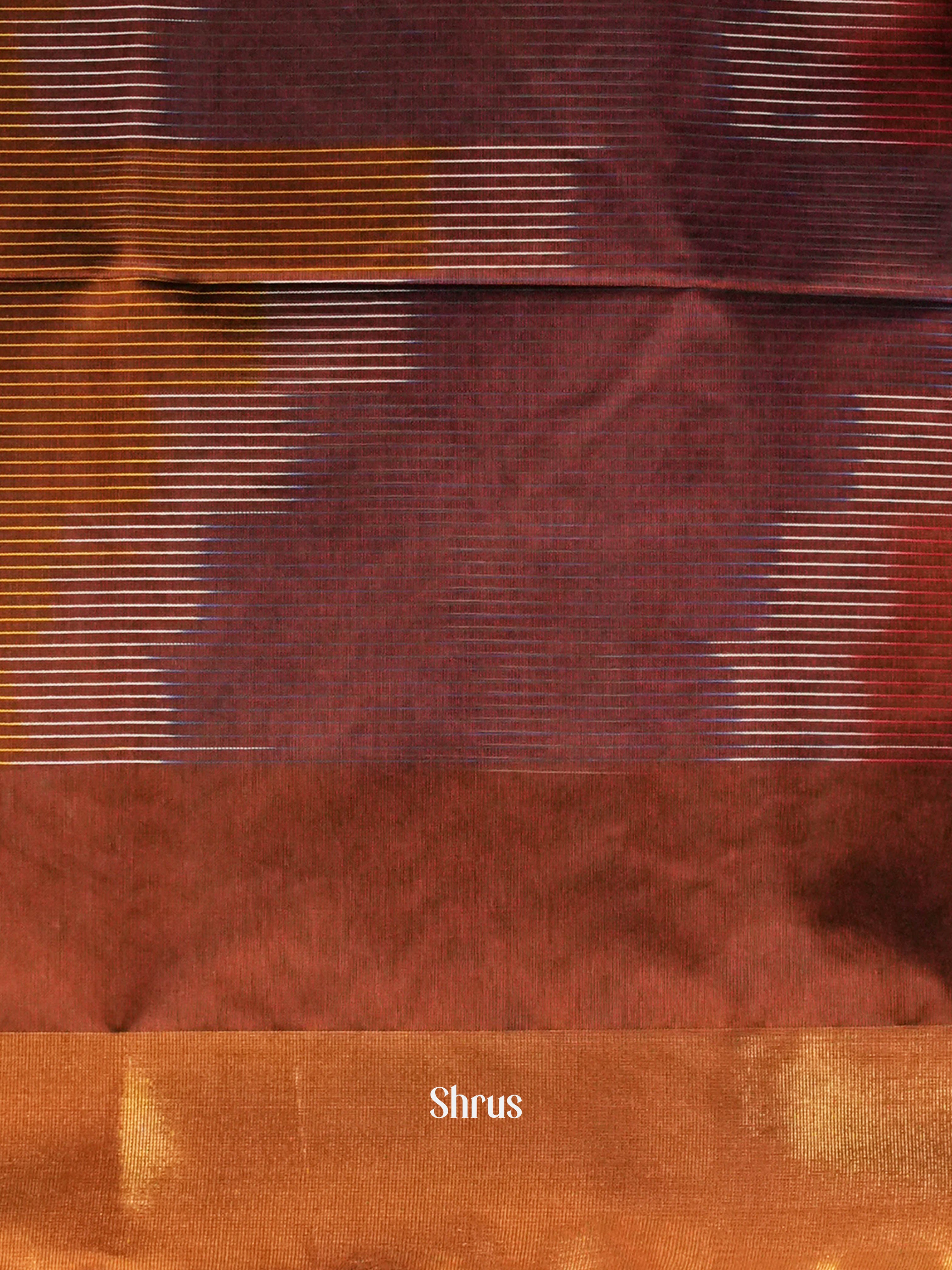 Brown - Ikkat Kora Saree - Shop on ShrusEternity.com