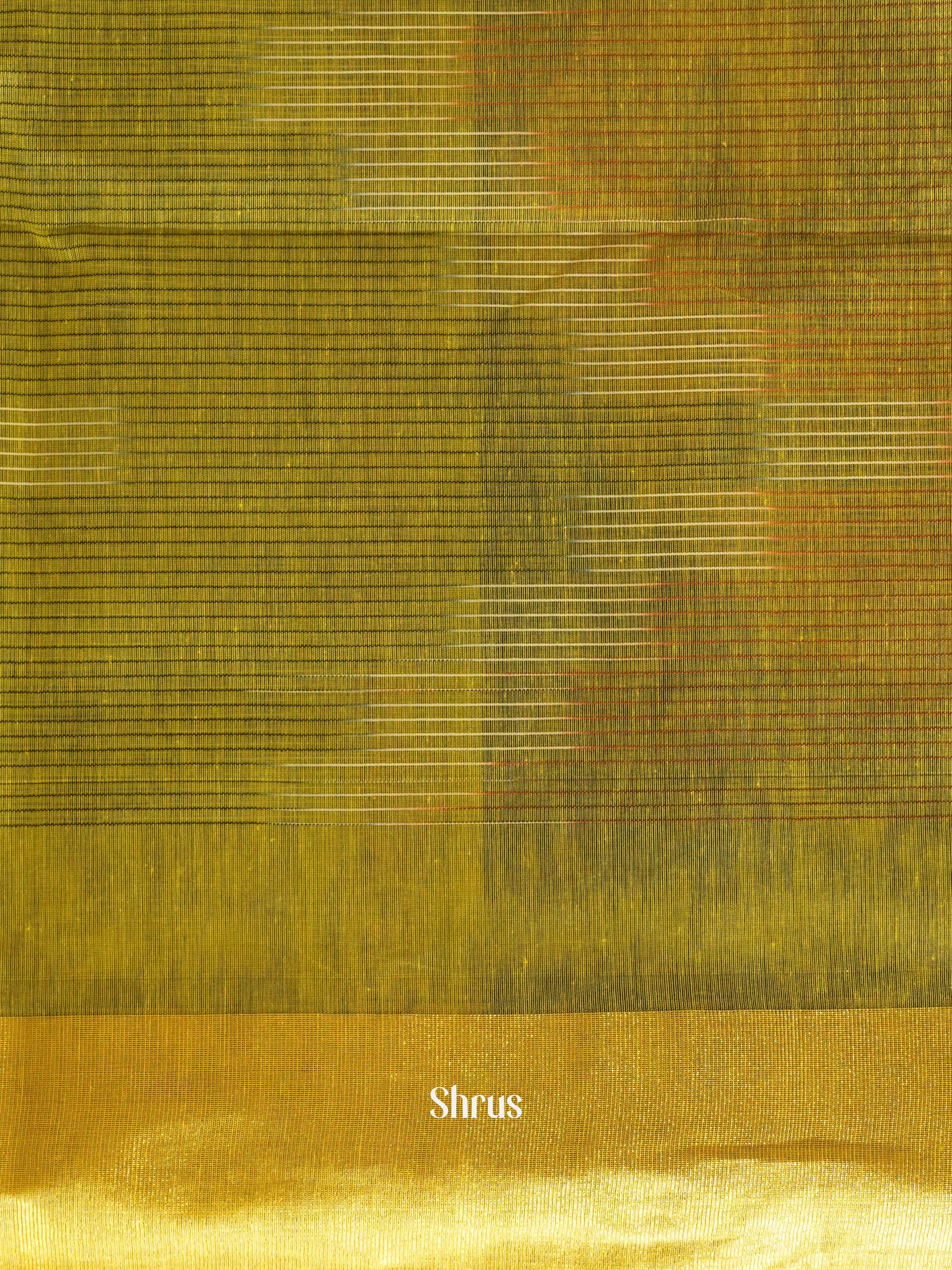Greenish Yellow - Ikkat Kora Saree - Shop on ShrusEternity.com